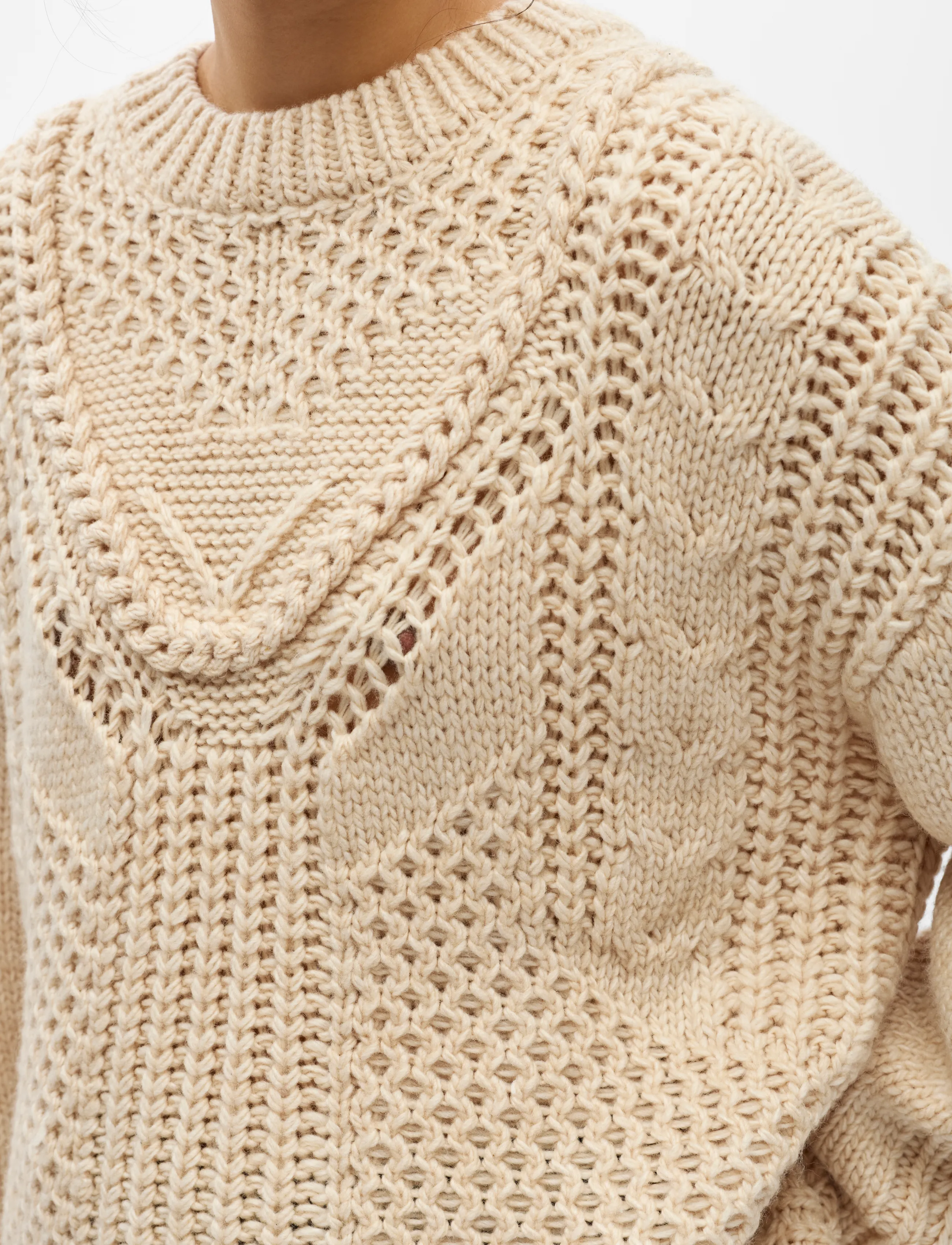 Object - OBJHINNA L/S RE KNIT PULLOVER 146 - birch - 3