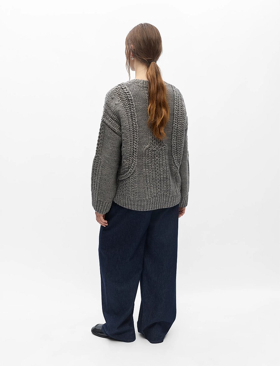 Object - OBJHINNA L/S RE KNIT PULLOVER 146 - pullover - medium grey melange - 2