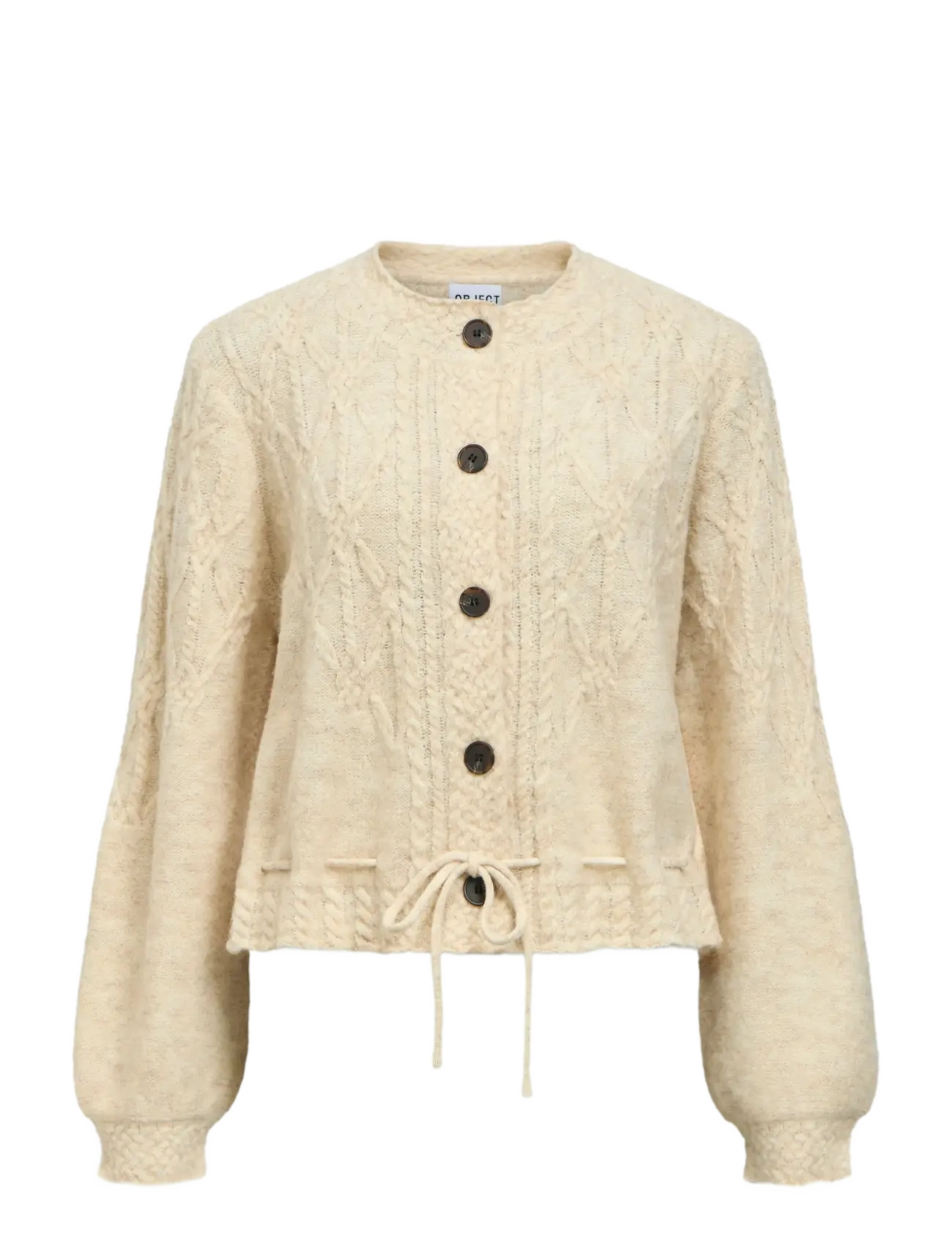 Object - OBJGUNVI L/S RE KNIT CARDIGAN NOOS - macadamia - 1