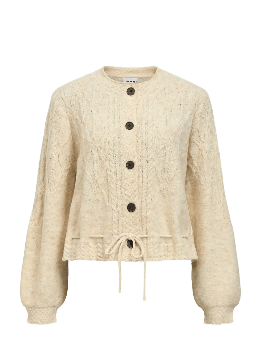 Object - OBJGUNVI L/S RE KNIT CARDIGAN NOOS - macadamia - 1