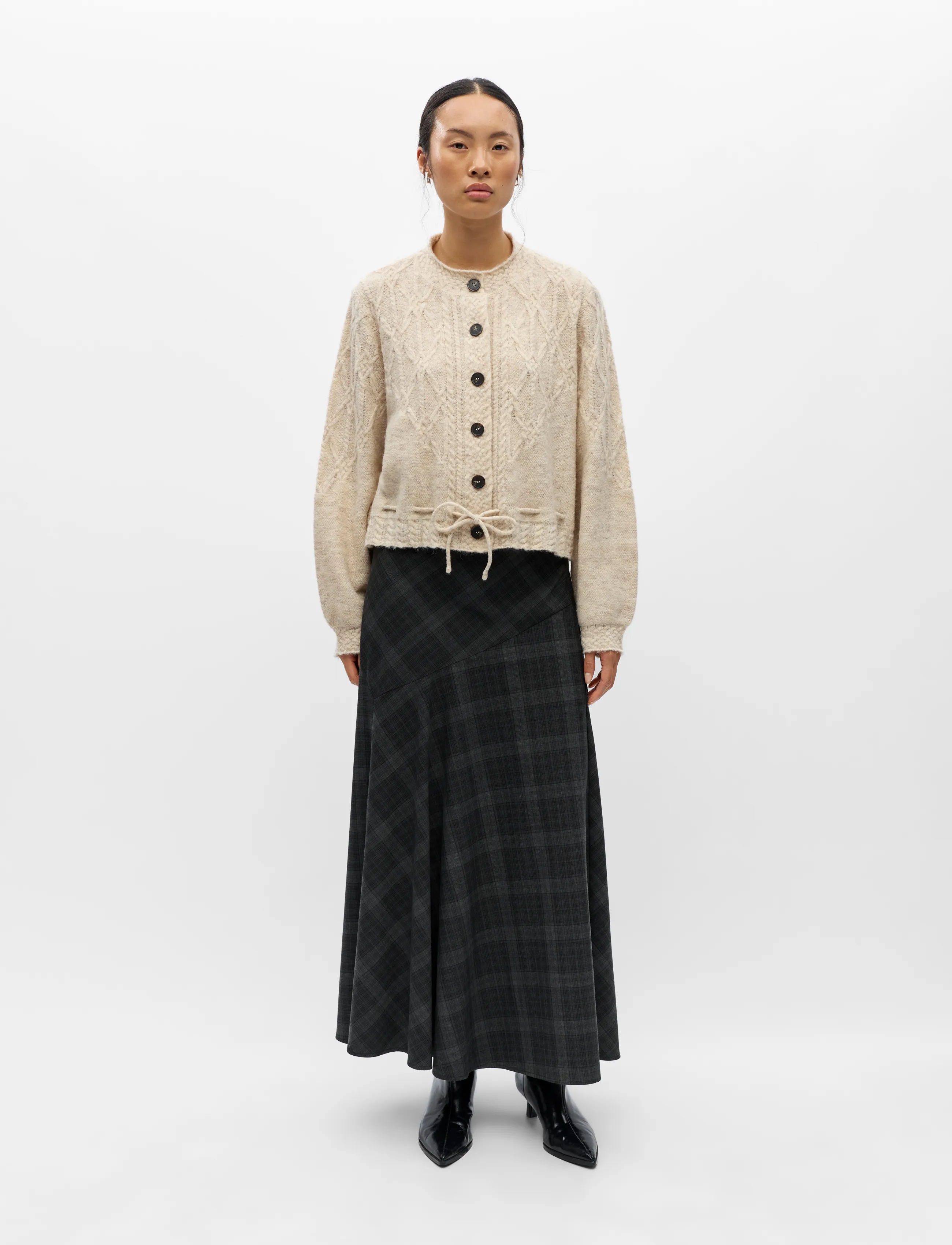 Object OBJGUNVI L/S RE KNIT CARDIGAN NOOS - Object - MACADAMIA / cream