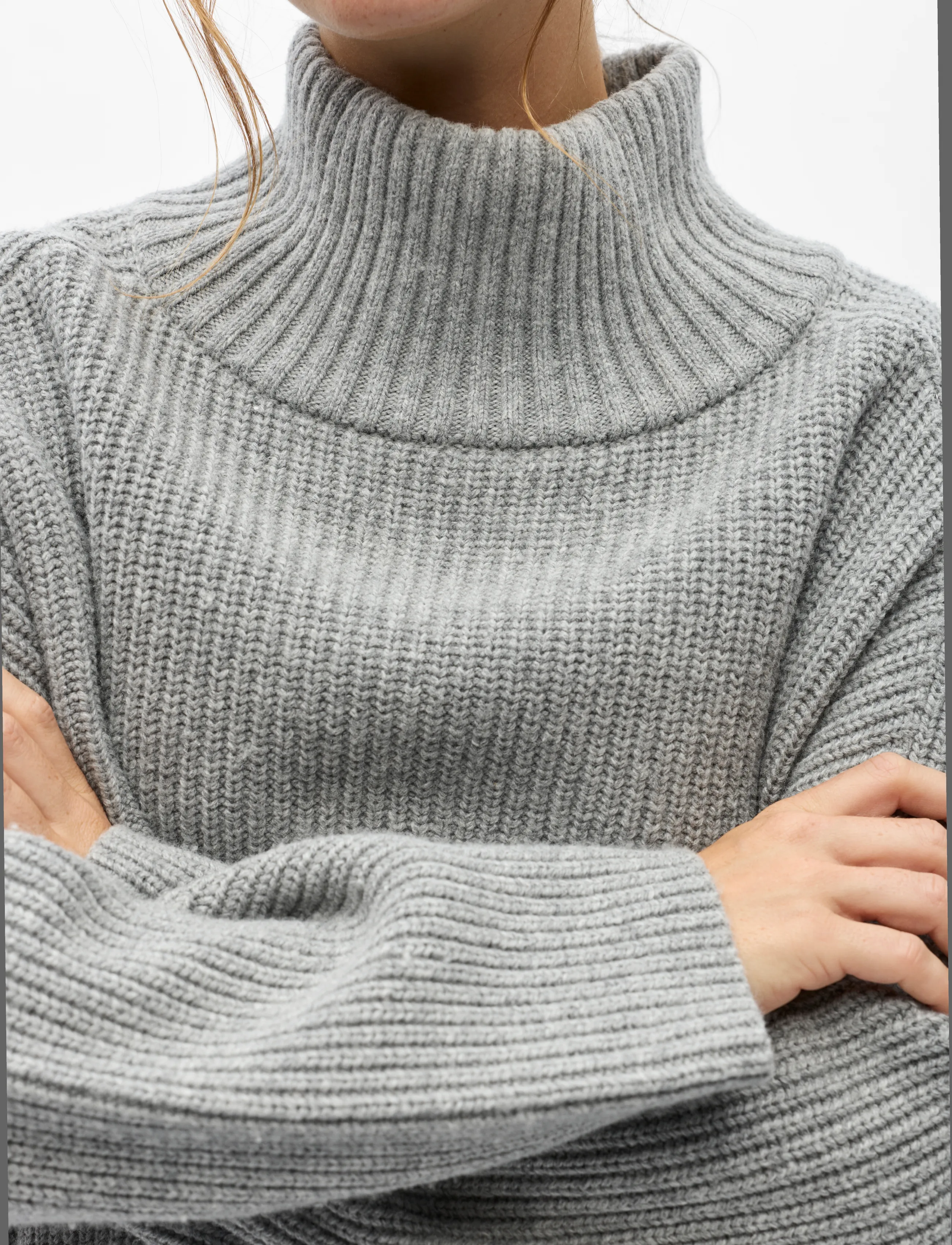 Object - OBJFIPPI L/S OZ KNIT PULLOVER 146 - kampsunid - medium grey melange - 3