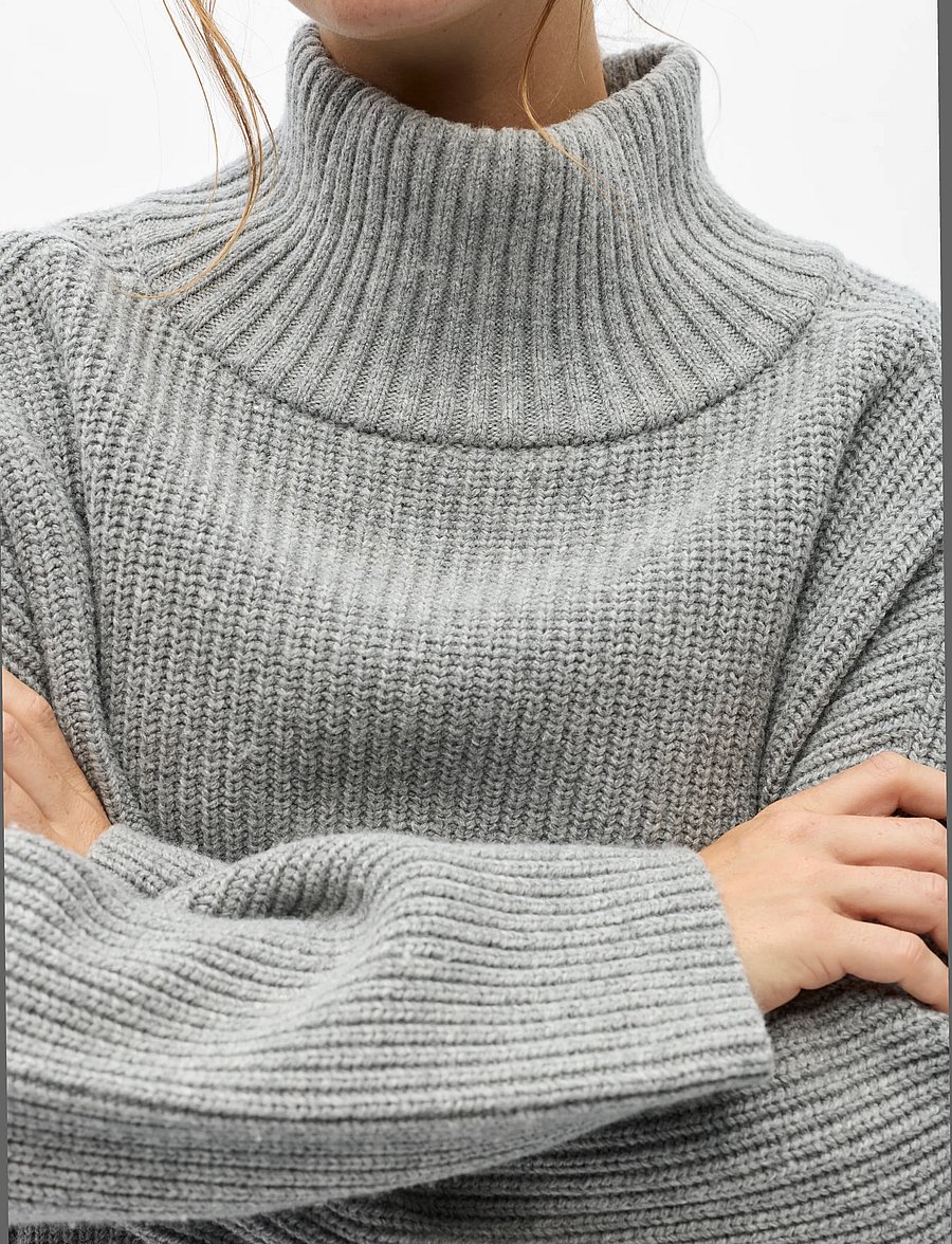 Object - OBJFIPPI L/S OZ KNIT PULLOVER 146 - kampsunid - medium grey melange - 3