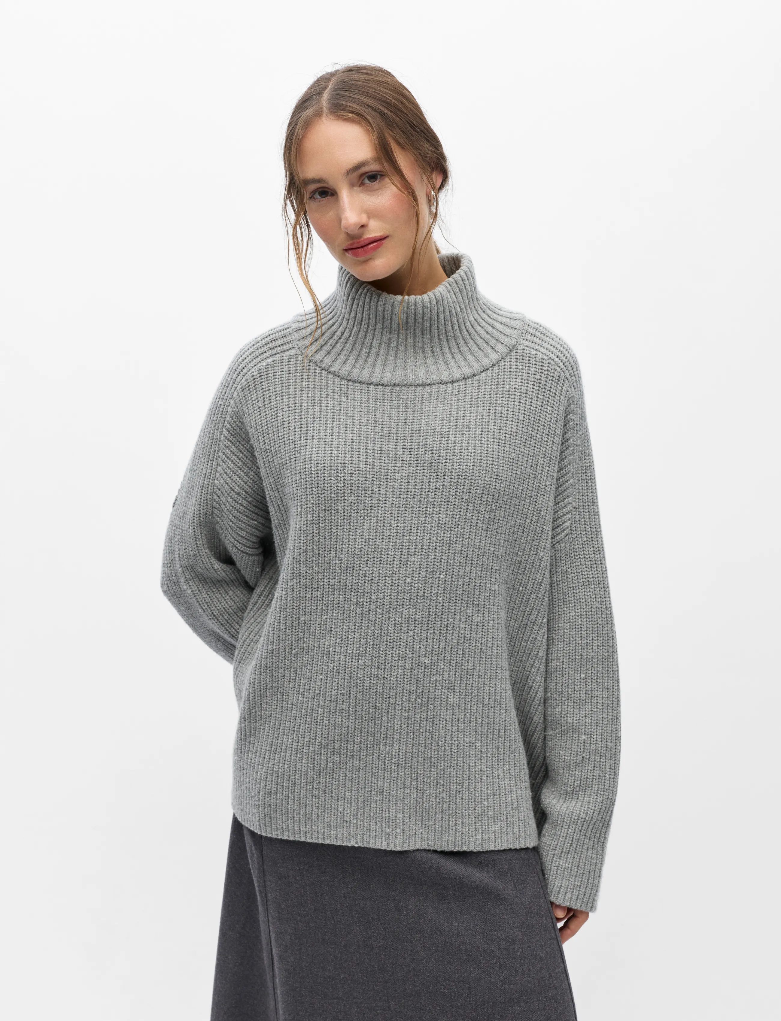 Object - OBJFIPPI L/S OZ KNIT PULLOVER 146 - kampsunid - medium grey melange - 4