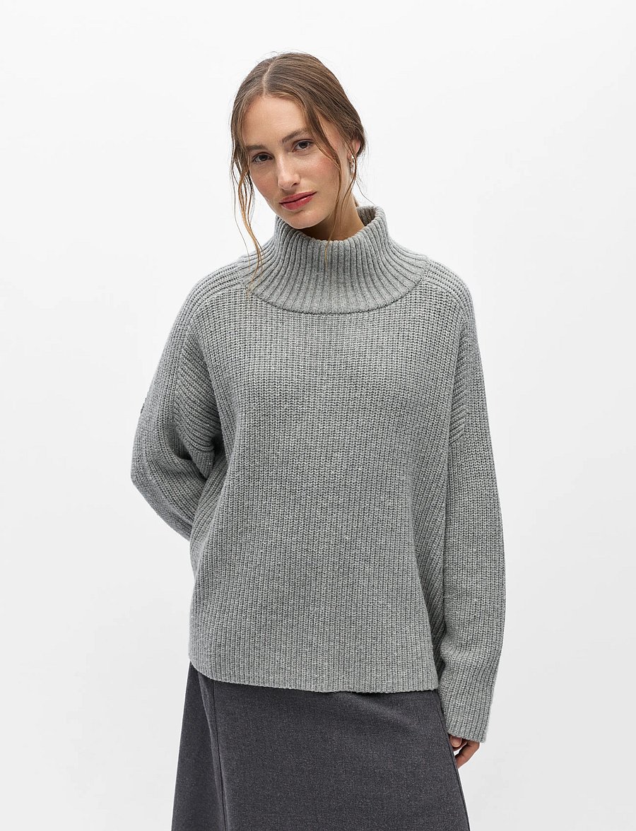 Object - OBJFIPPI L/S OZ KNIT PULLOVER 146 - kampsunid - medium grey melange - 4