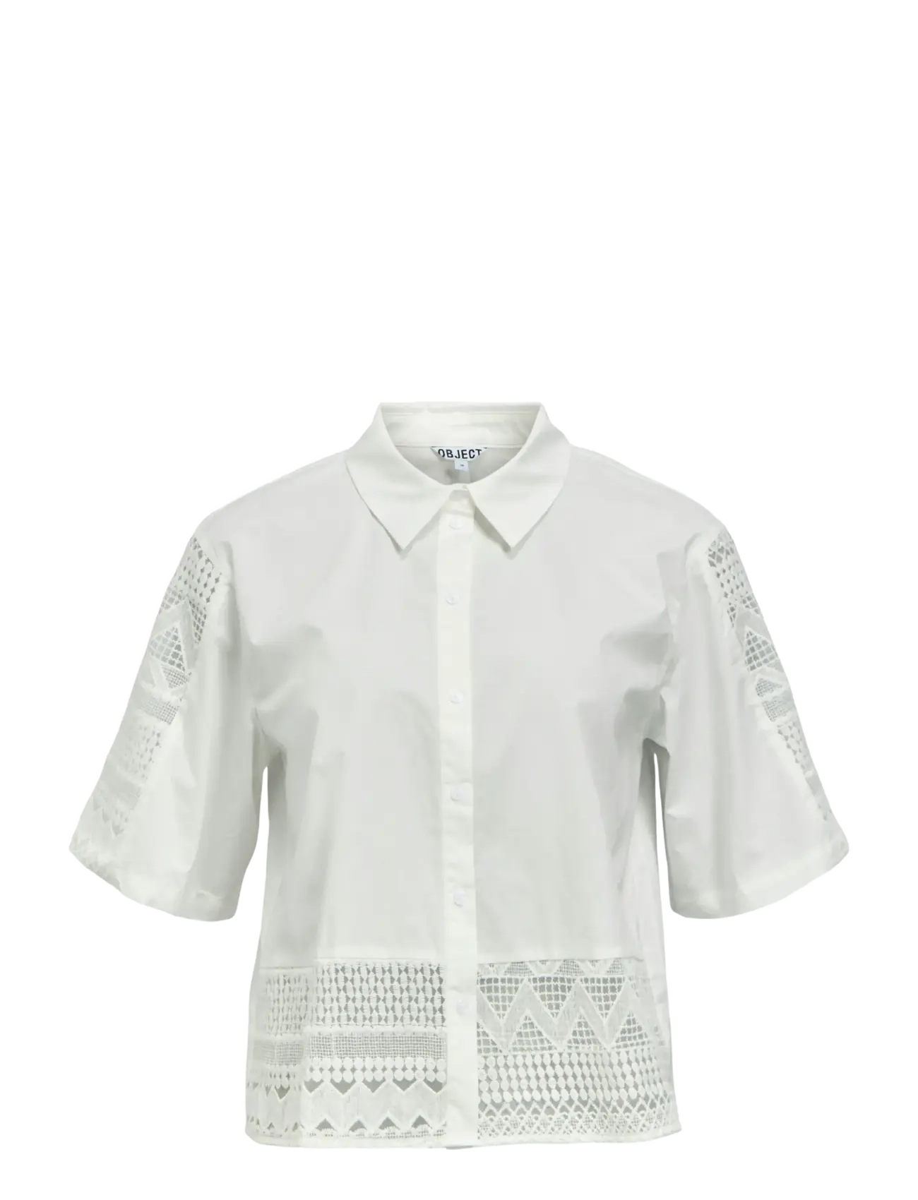 Object Objnuna 2/4 Lo Shirt E Hs 26, Kvinder, Kortærmet Blonde Skjorte, Hvid, Str: 34