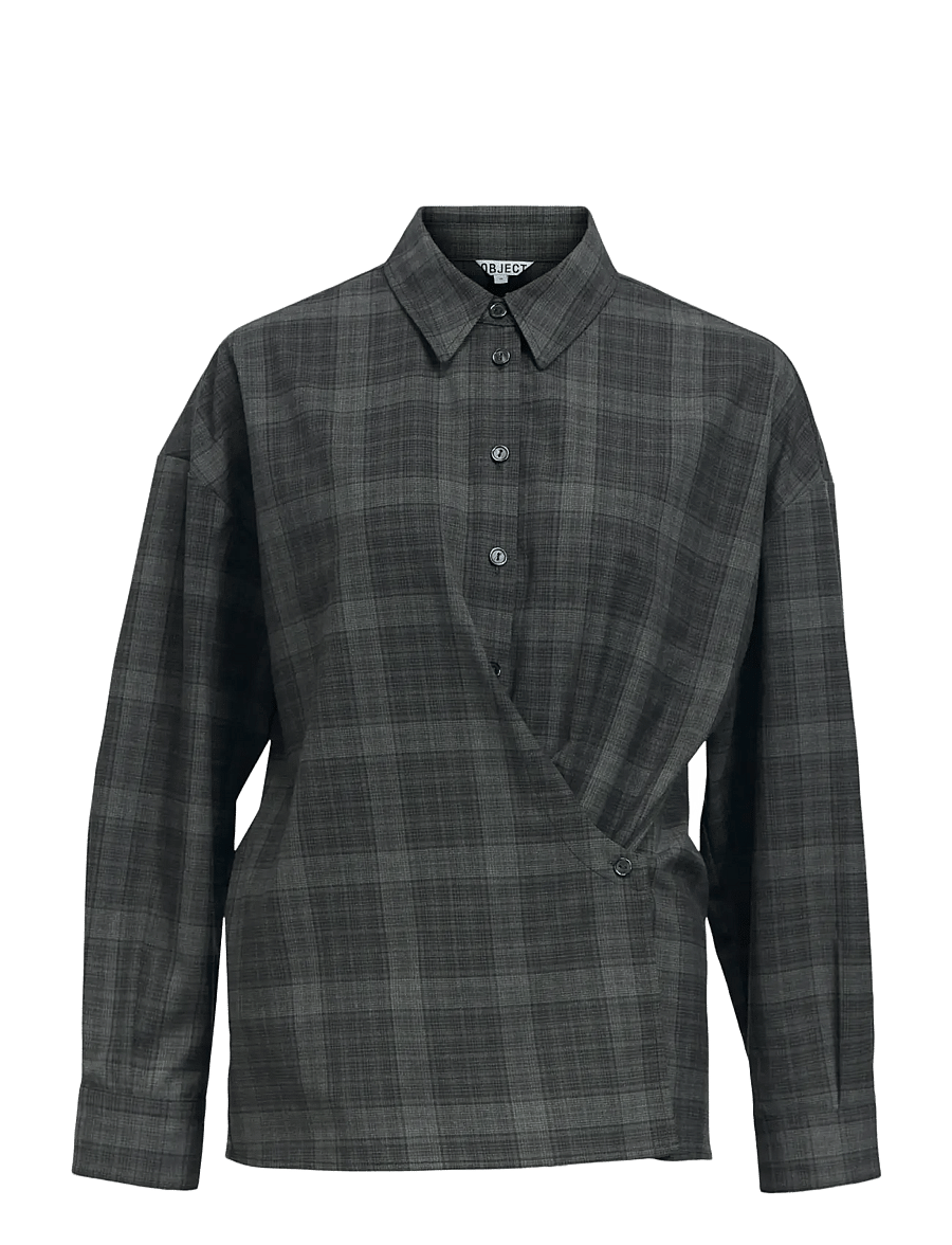 Object - OBJDIENA L/S RE SHIRT 146 - langærmede skjorter - black - 1
