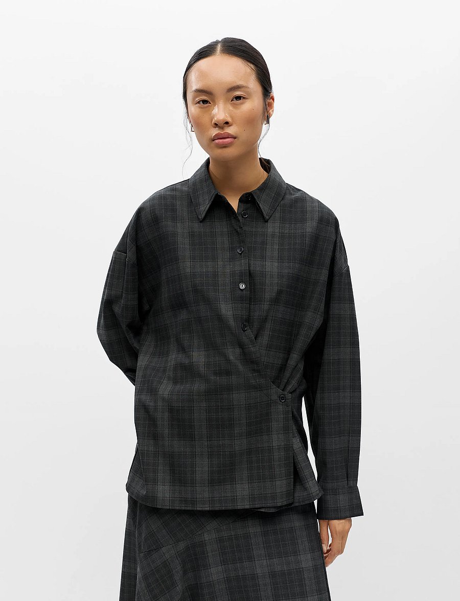 Object - OBJDIENA L/S RE SHIRT 146 - langærmede skjorter - black - 4