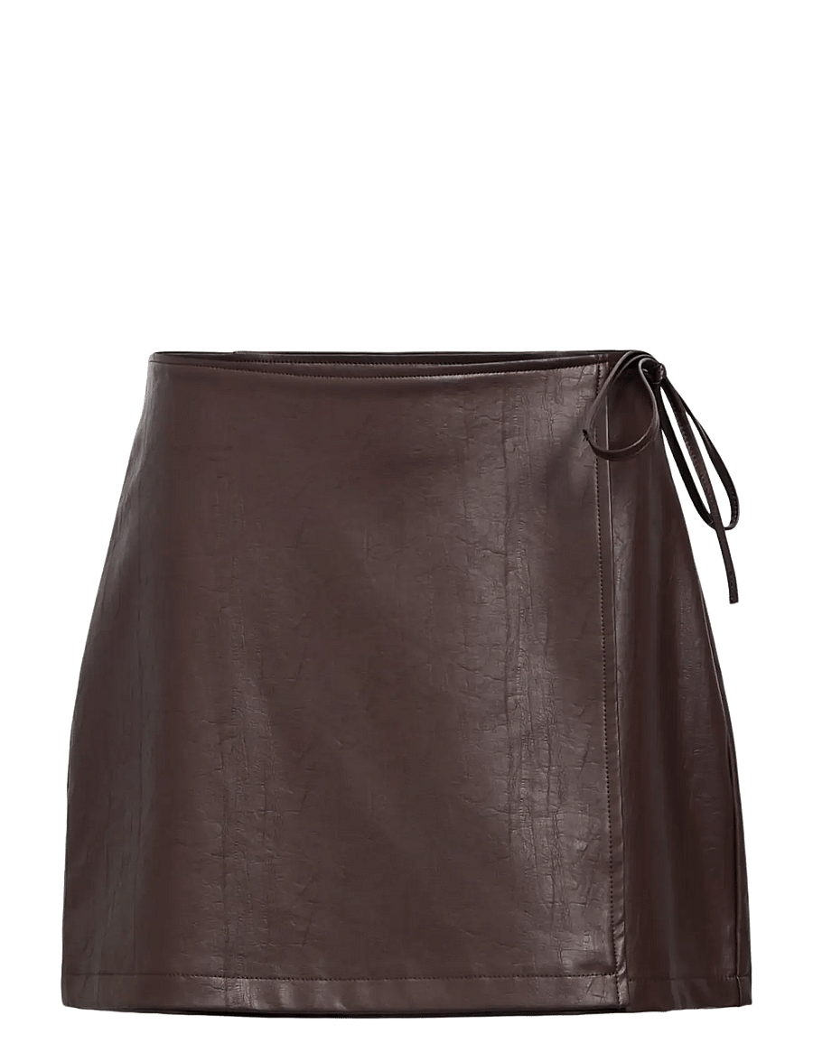 Object - OBJOLIVE SHORT WRAP SKIRT 146 - seal brown - 1