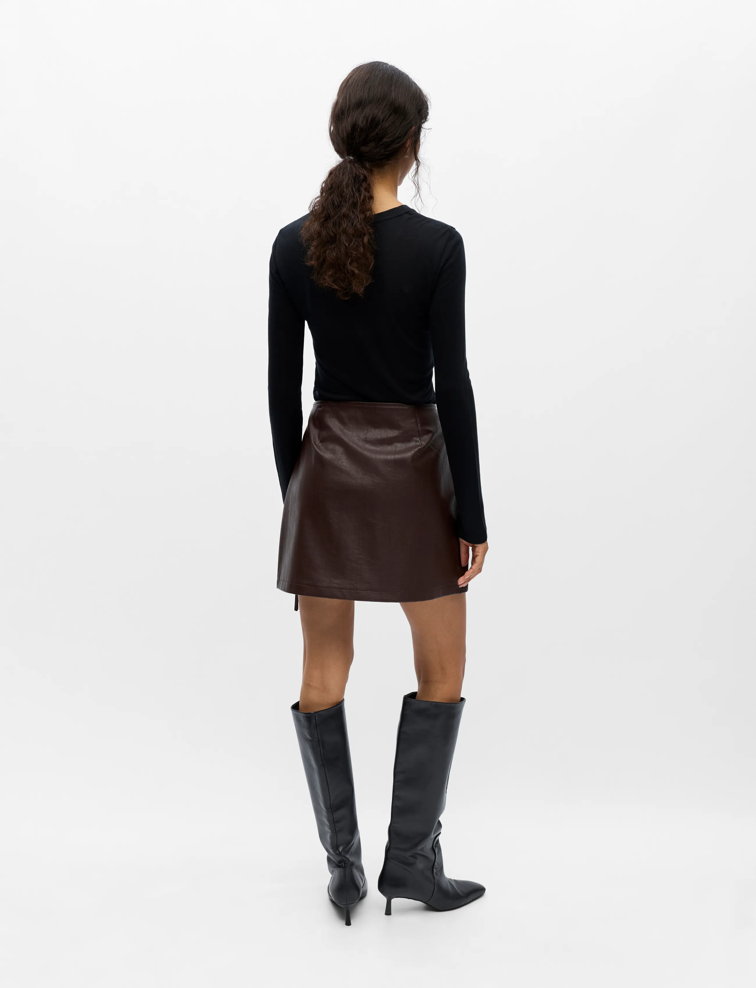 Object - OBJOLIVE SHORT WRAP SKIRT 146 - seal brown - 2
