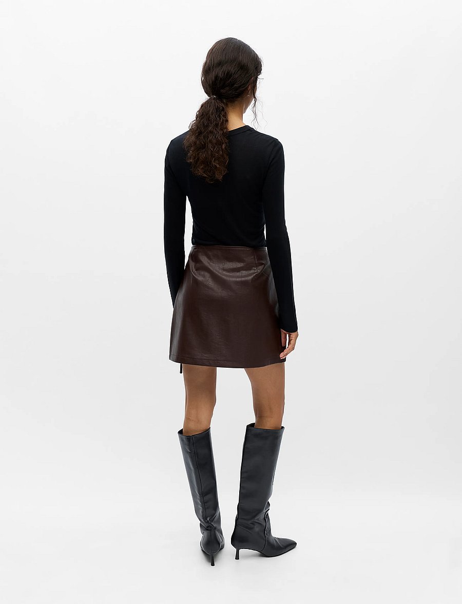 Object - OBJOLIVE SHORT WRAP SKIRT 146 - seal brown - 2
