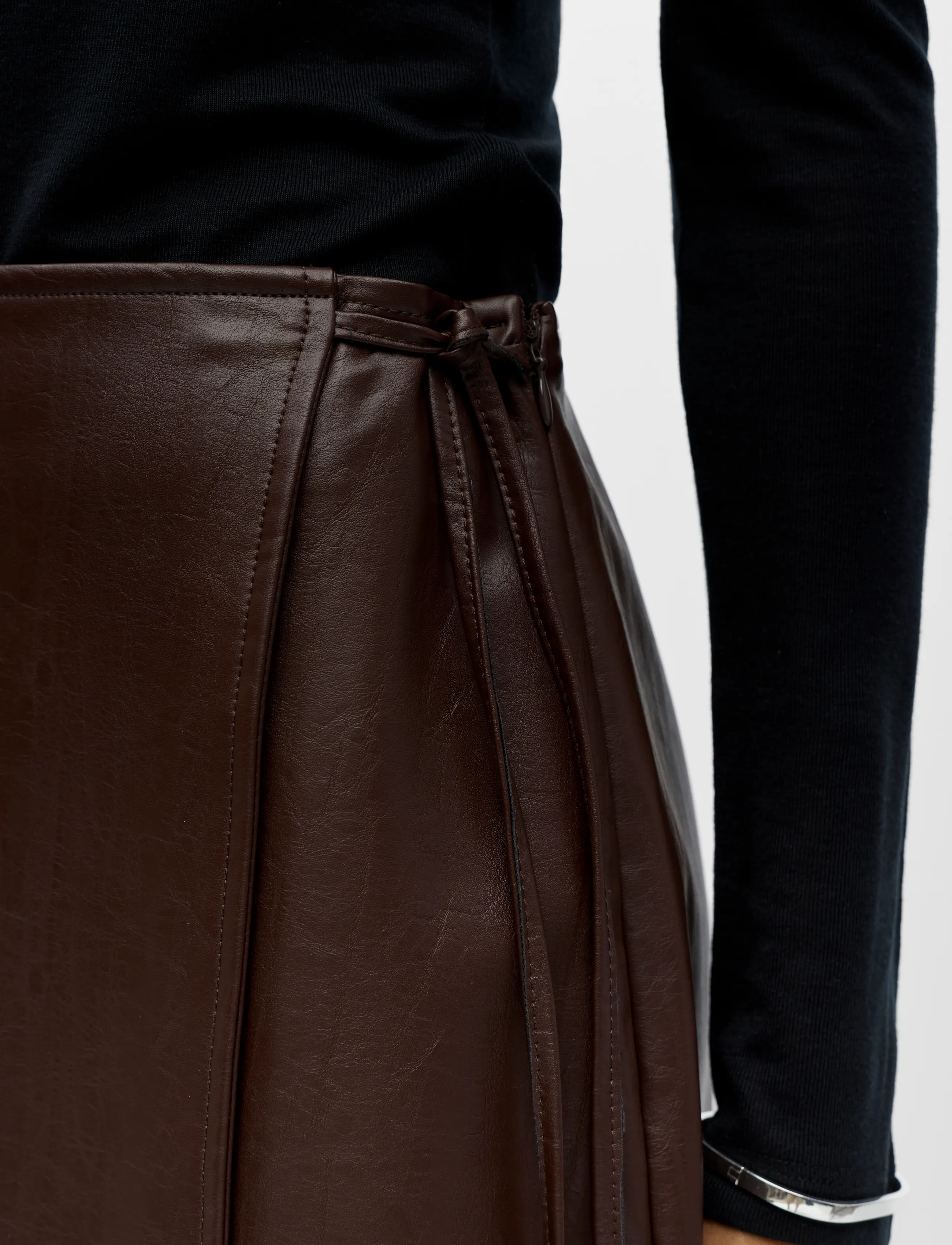 Object - OBJOLIVE SHORT WRAP SKIRT 146 - seal brown - 3
