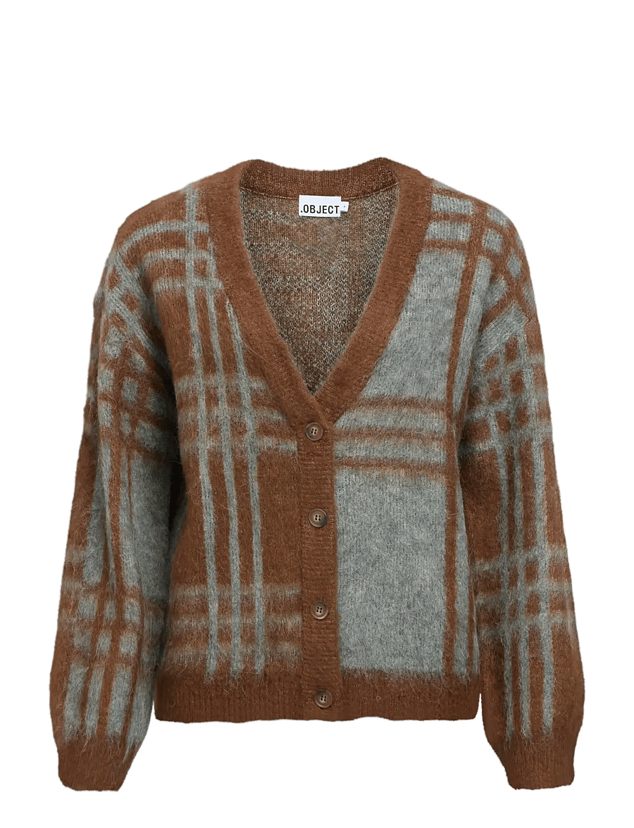 Object - OBJPIPSY L/S LO KNIT CARDIGAN 146 - carafe - 1