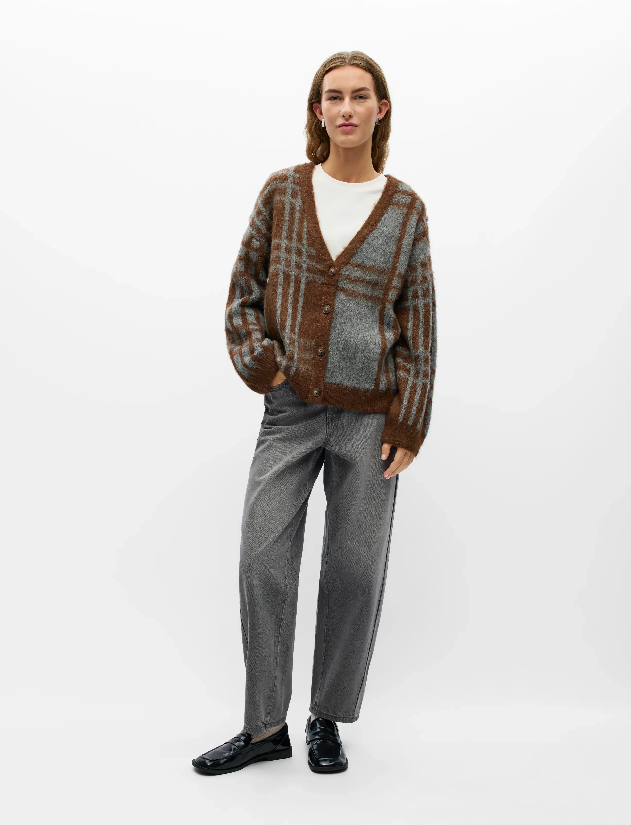 Object OBJPIPSY L/S LO KNIT CARDIGAN 146 - Object - CARAFE / brown