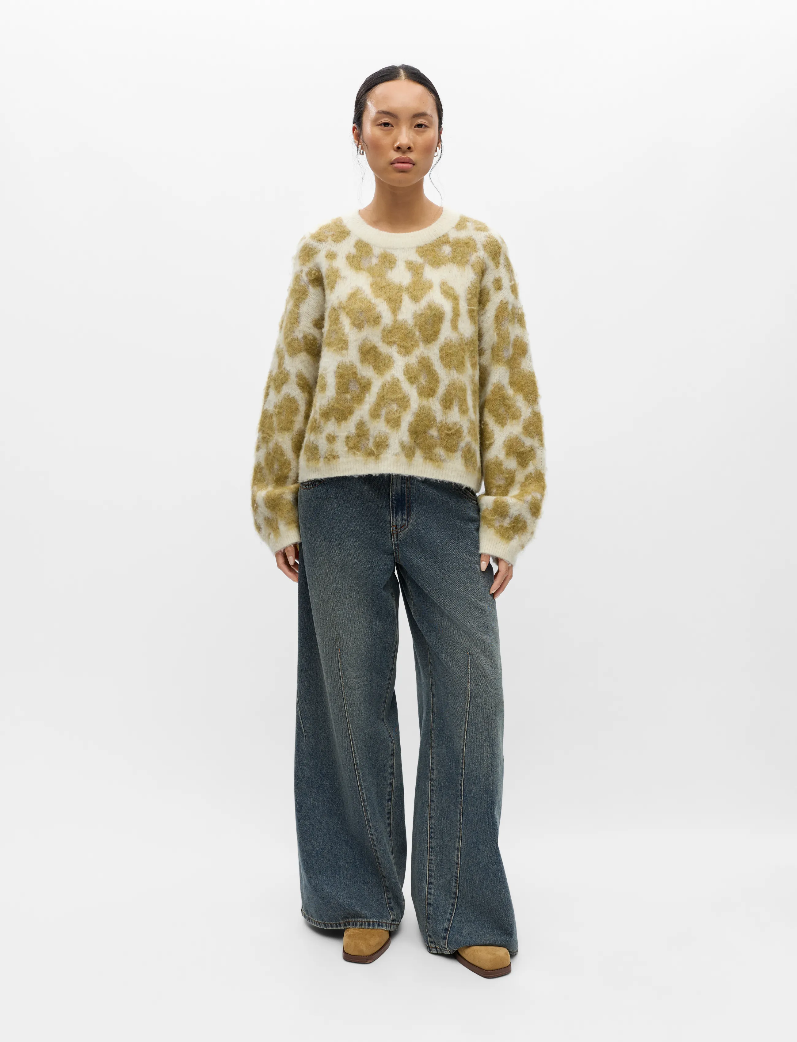 Object OBJPIPSY L/S RE KNIT PULLOVER 146 - Object - BIRCH / cream