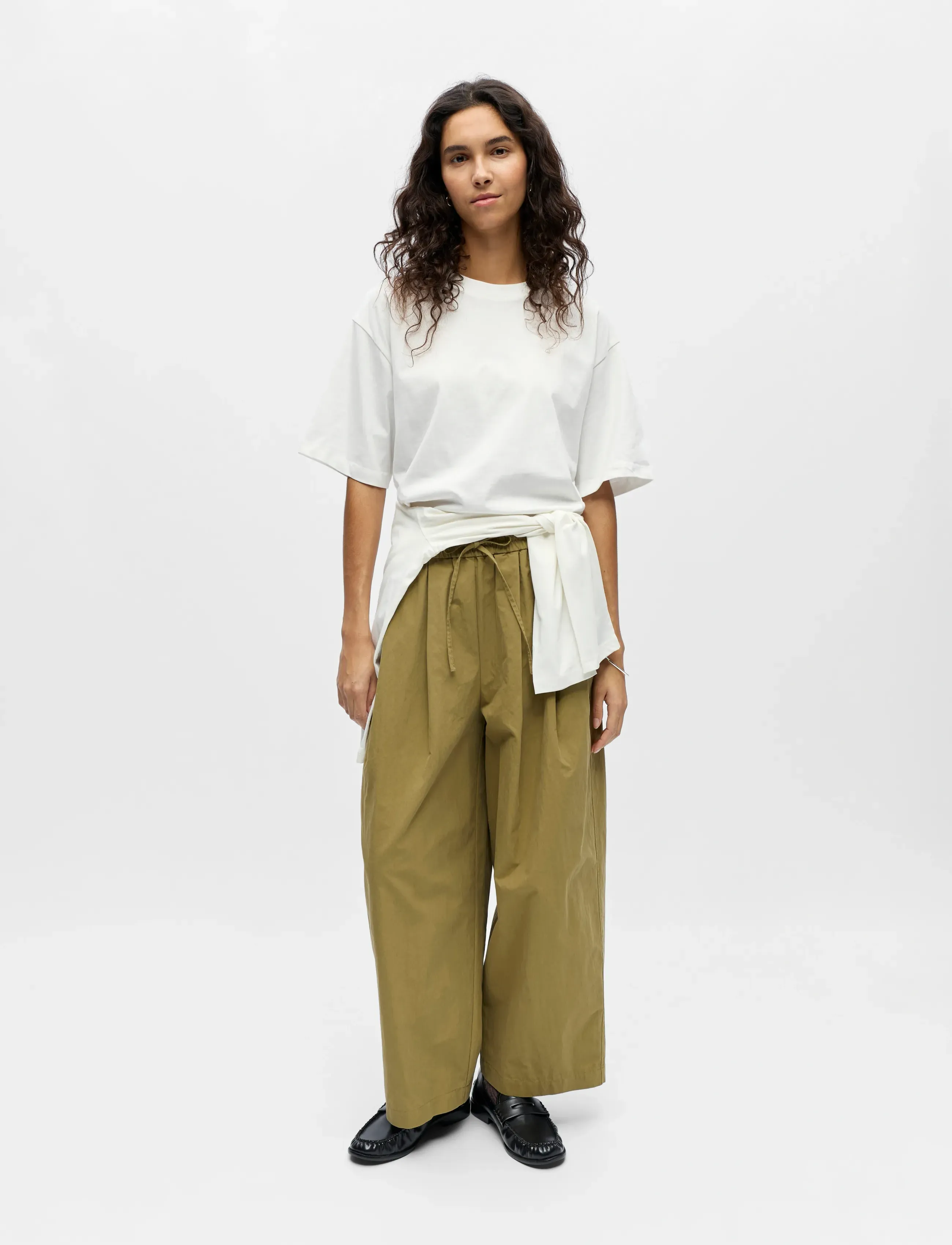 Object Objberta Mw Barrel Pant E Div, 36, Khaki green, Trousers > Barrel Trousers, Dame