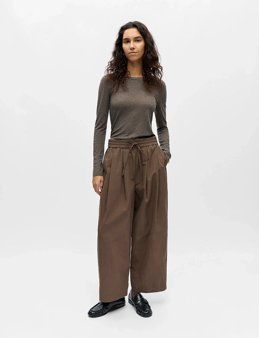 Object - OBJBERTA MW BARREL PANT E DIV - hosen mit geradem bein - seal brown - 0