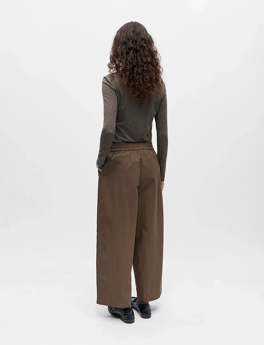 Object - OBJBERTA MW BARREL PANT E DIV - hosen mit geradem bein - seal brown - 2