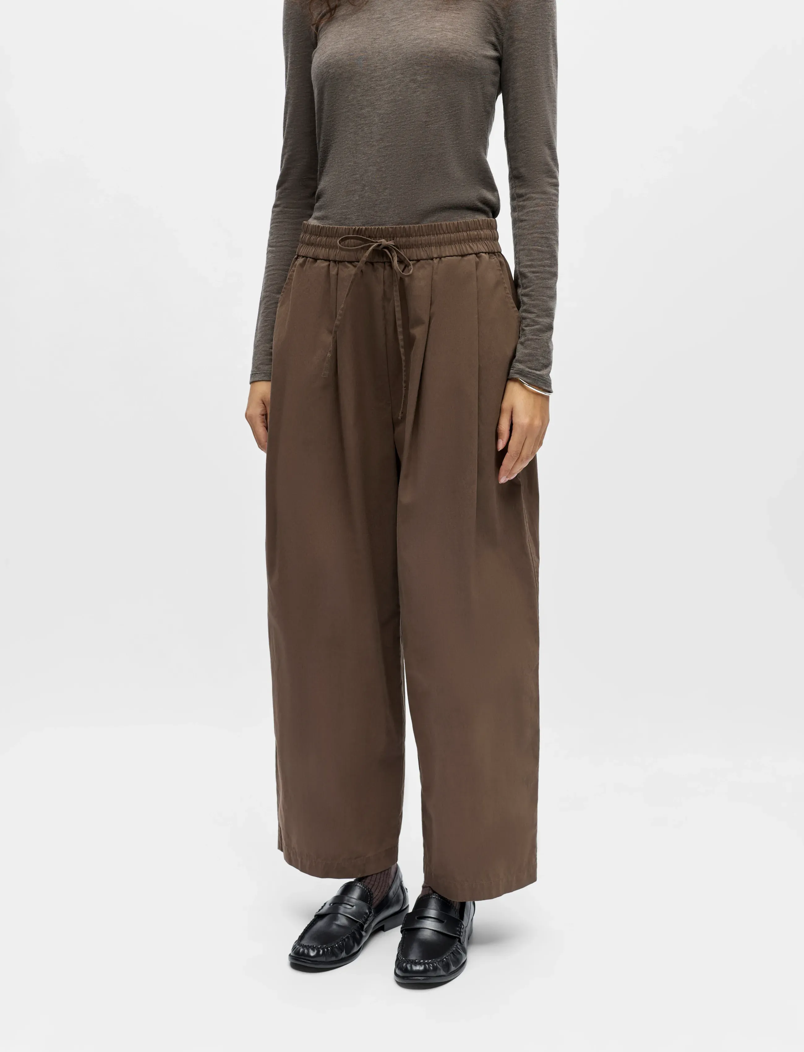 Object - OBJBERTA MW BARREL PANT E DIV - barrel trousers - seal brown - 5
