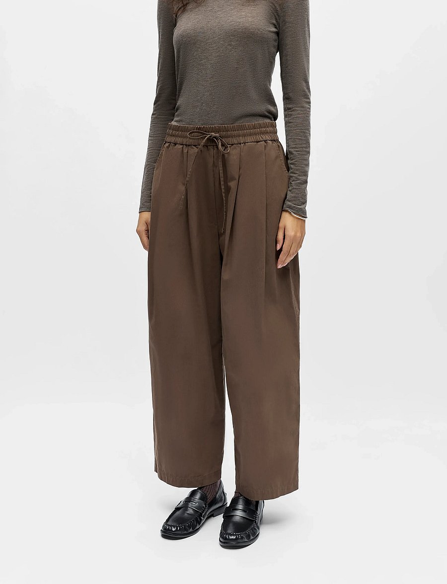 Object - OBJBERTA MW BARREL PANT E DIV - hosen mit geradem bein - seal brown - 5
