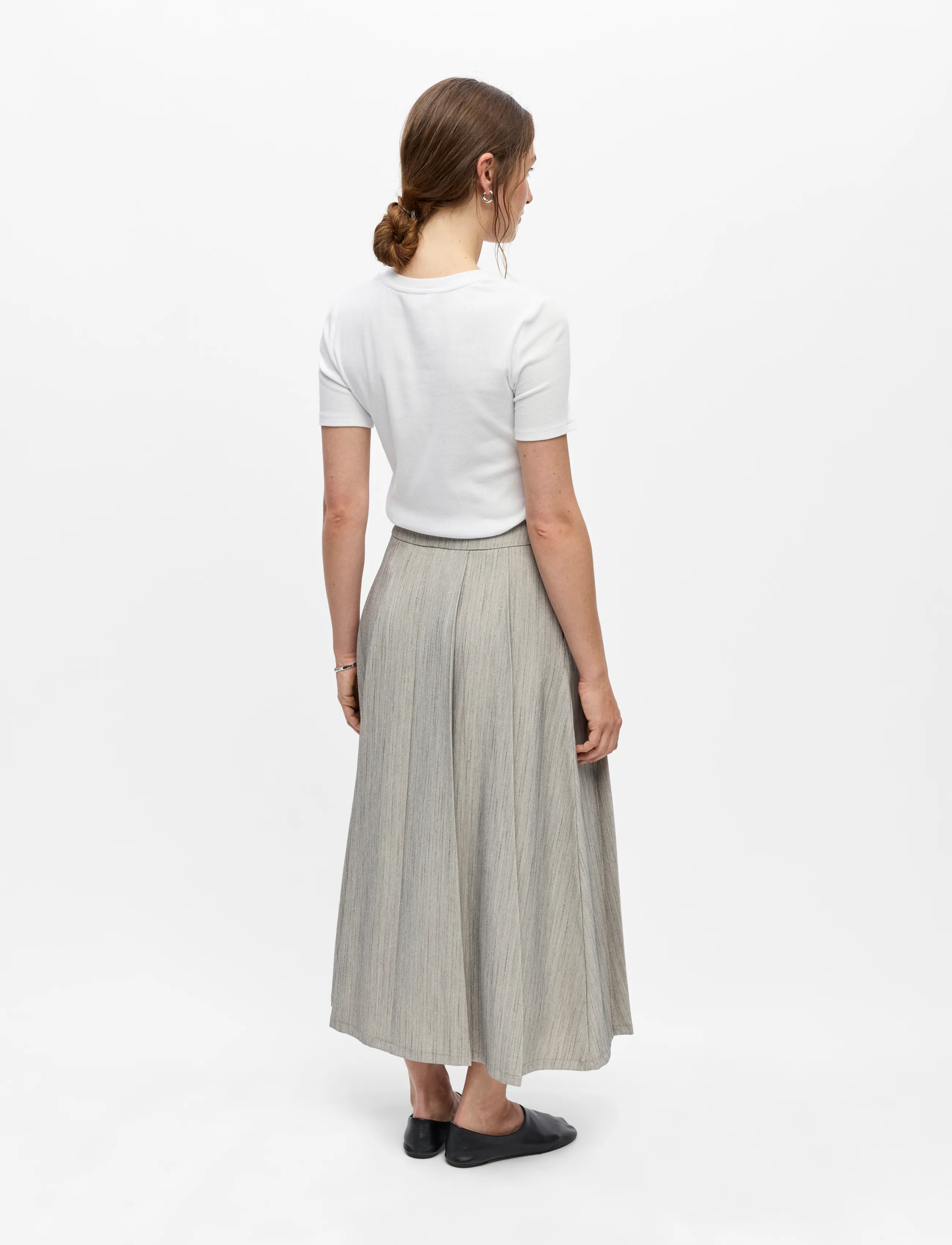 Object - OBJNIMRA MW PLEAT MIDI SKIRT 146 - light grey melange - 2