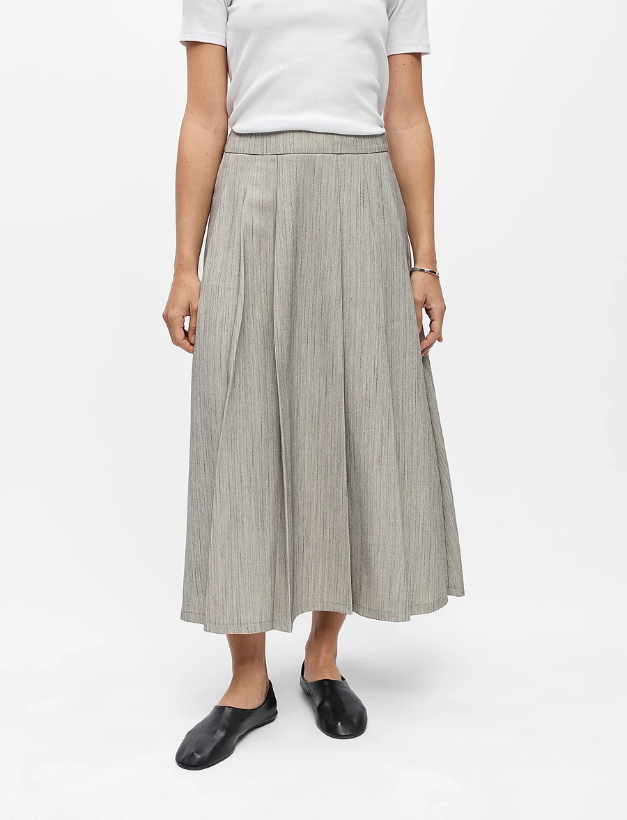 Object - OBJNIMRA MW PLEAT MIDI SKIRT 146 - plisseeritud seelikud - light grey melange - 3