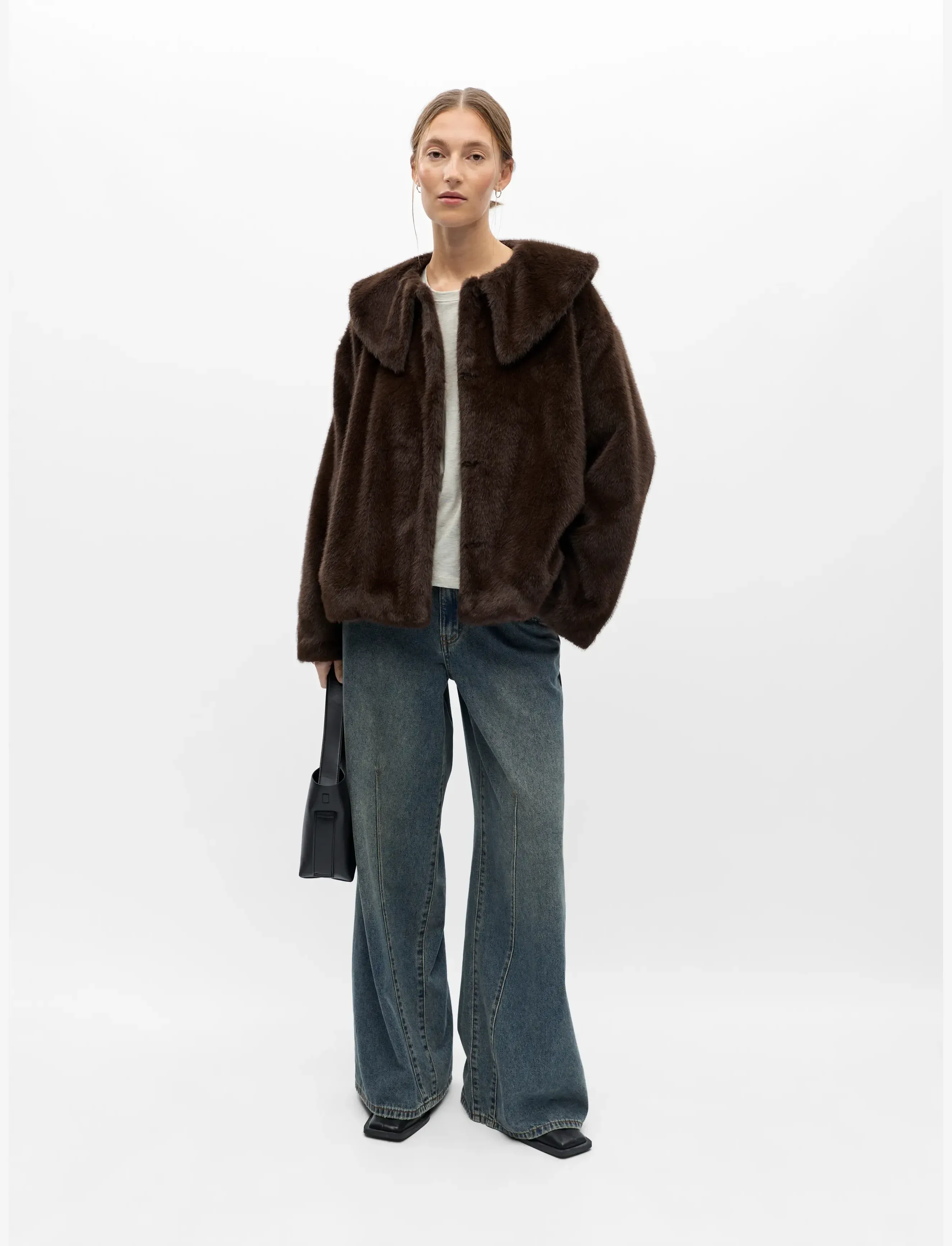 Object OBJCARLA COLLAR SHORT JACKET 146 - Fuskpäls - CARAFE / brown