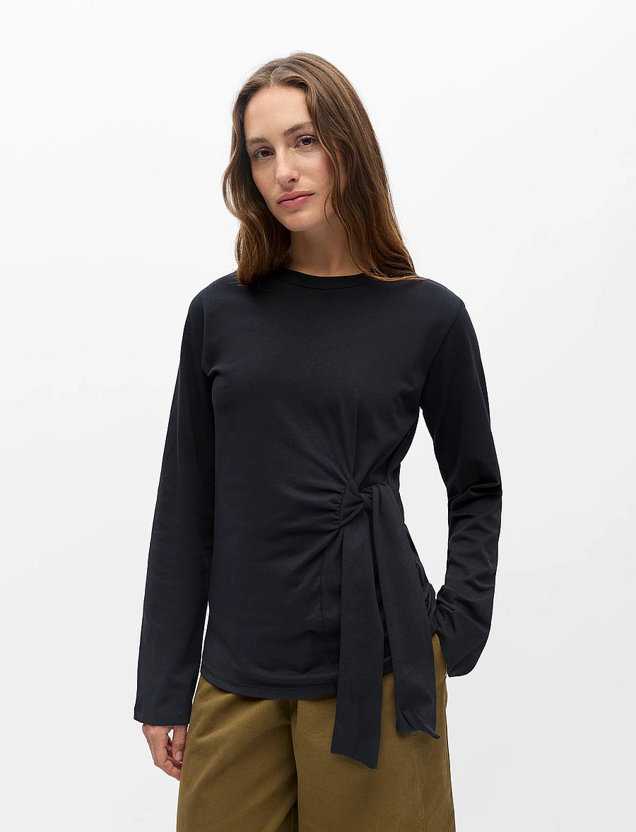 Object - OBJGIMA KAIJA L/S RE TIE T-SHIRT 146 - langærmede toppe - black - 0