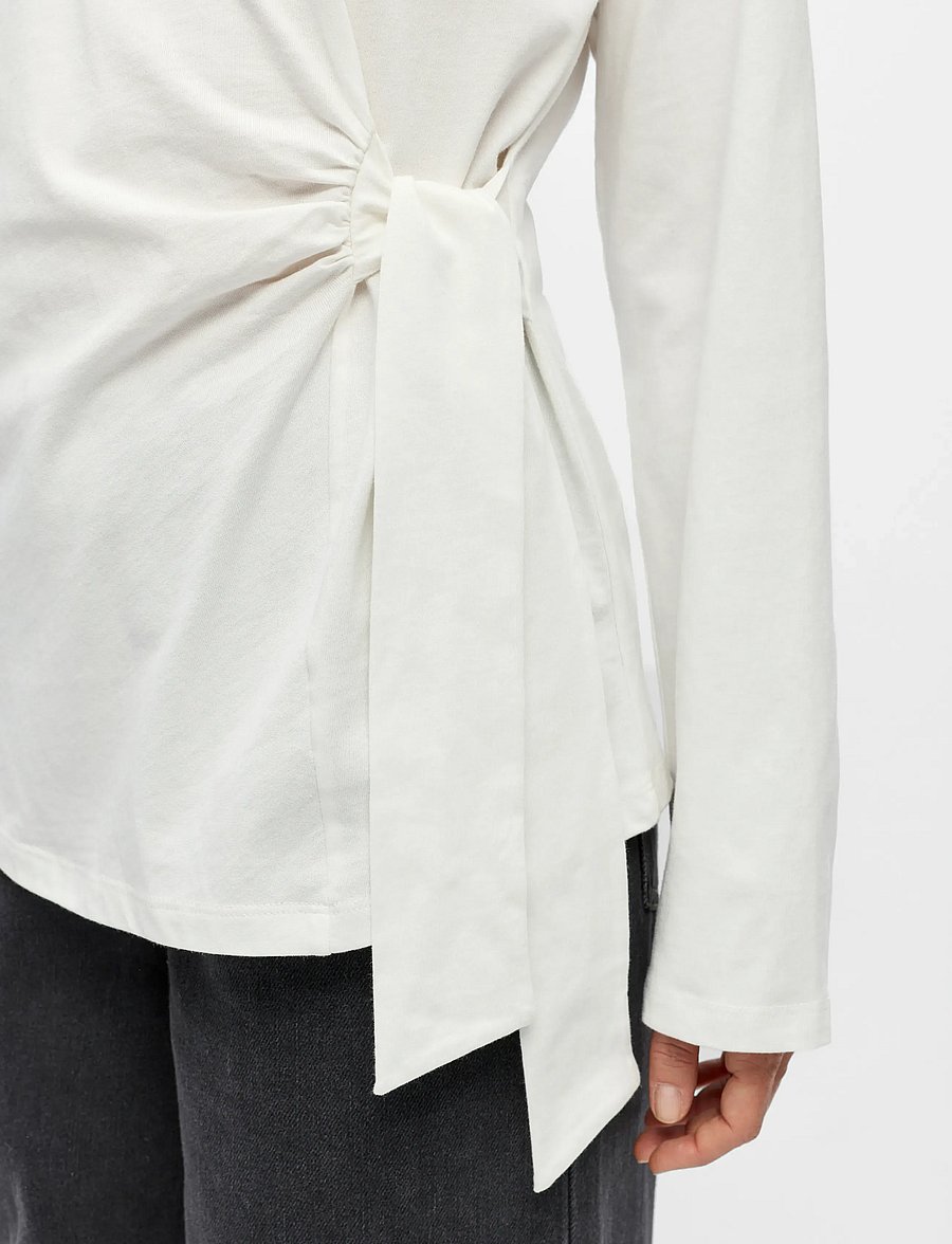 Object - OBJGIMA KAIJA L/S RE TIE T-SHIRT 146 - pikkade varrukatega topid - cloud dancer - 4