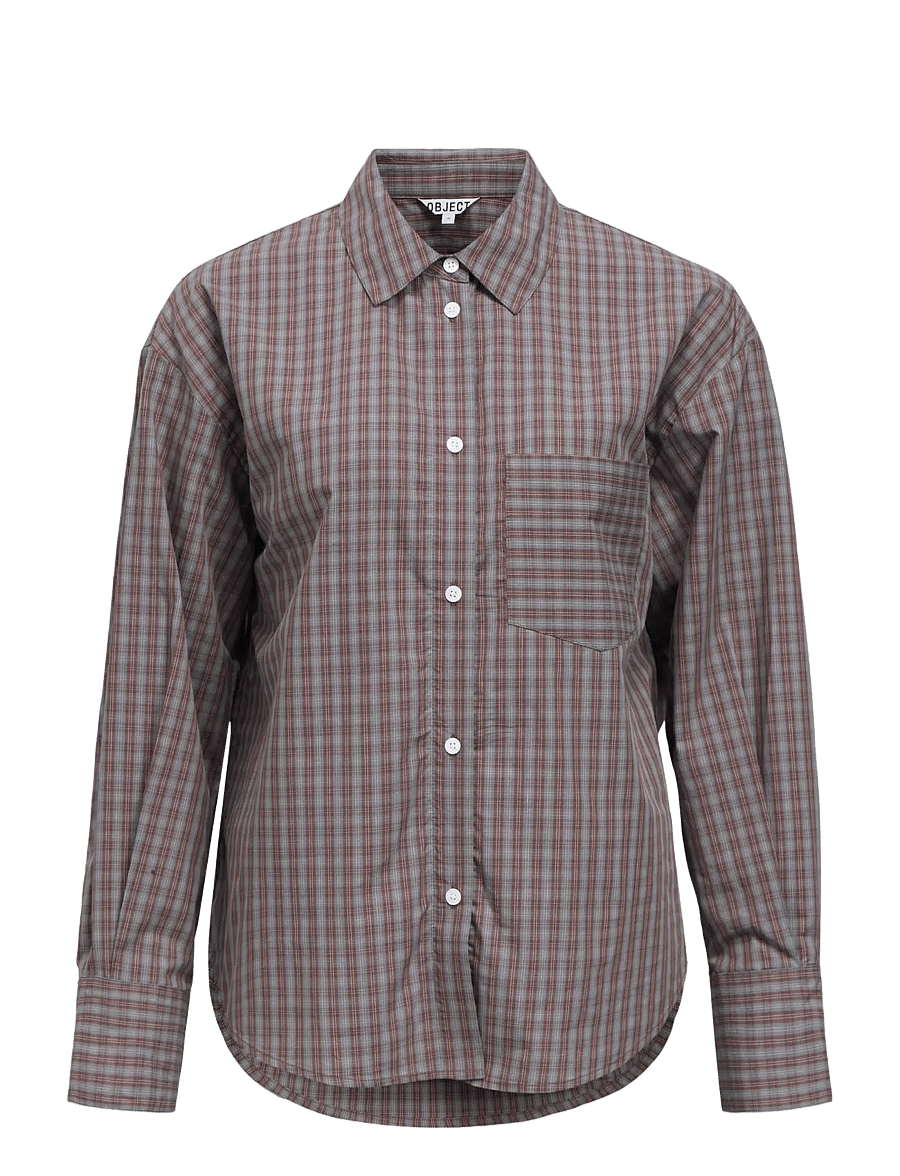 Object - OBJZILA L/S RE SHIRT NOOS - pikkade varrukatega särgid - grey - 1