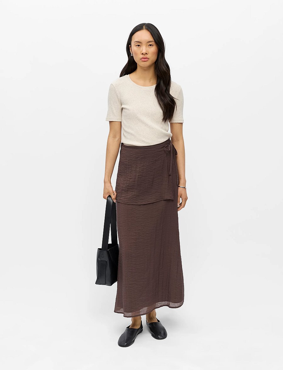 Object - OBJISORA RE LONG APRON SKIRT E SS 26 - susiaučiami sijonai - seal brown - 0