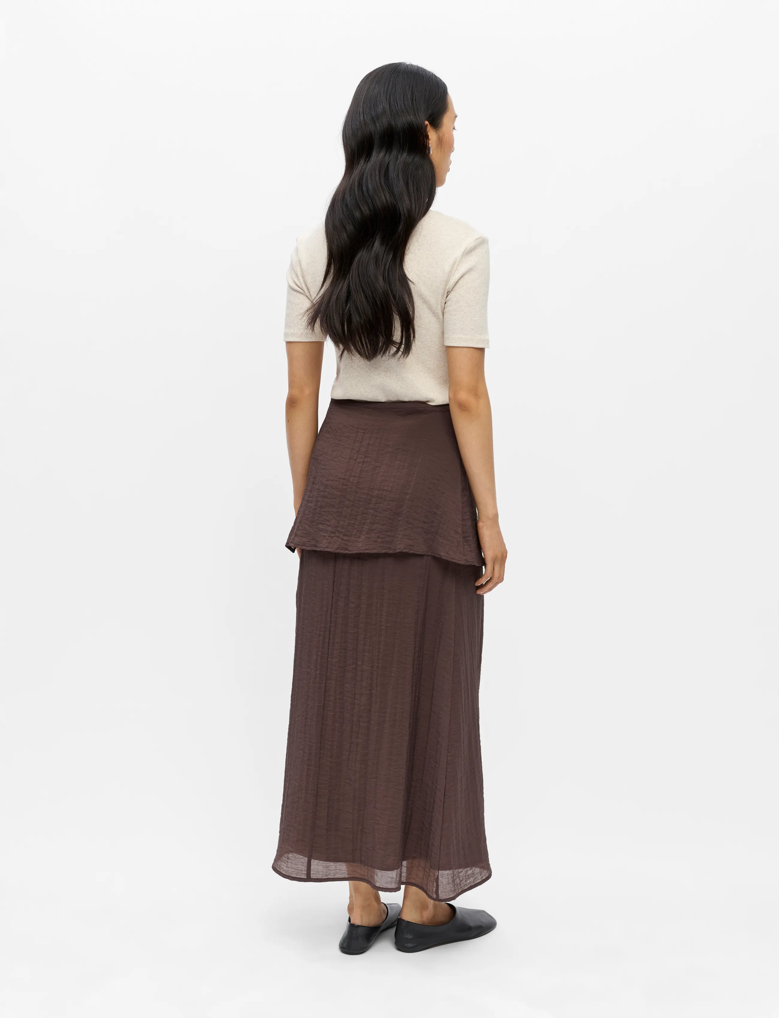 Object - OBJISORA RE LONG APRON SKIRT E SS 26 - susiaučiami sijonai - seal brown - 2