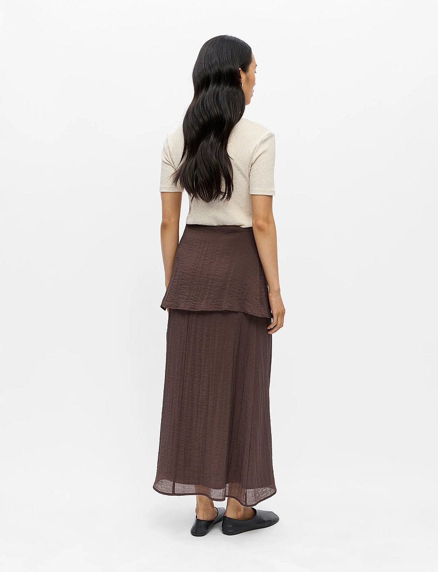 Object - OBJISORA RE LONG APRON SKIRT E SS 26 - susiaučiami sijonai - seal brown - 2