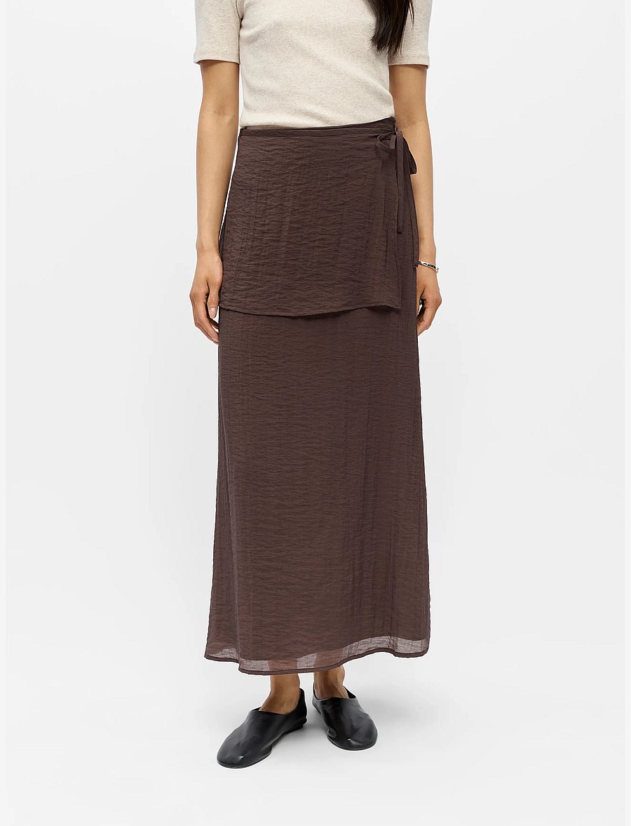 Object - OBJISORA RE LONG APRON SKIRT E SS 26 - susiaučiami sijonai - seal brown - 4