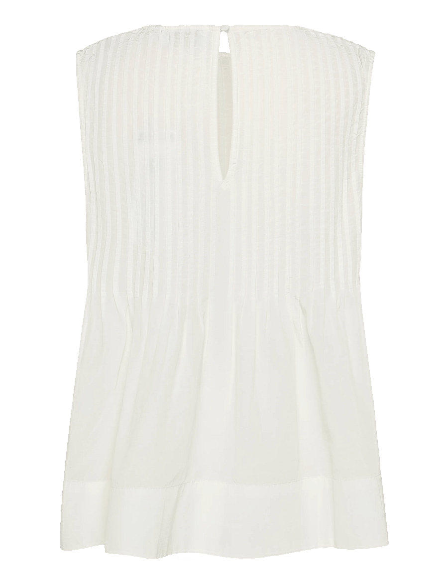 Object - OBJMANAR S/L PLEATED TOP E SS FAIR 26 - sleeveless blouses - cloud dancer - 1