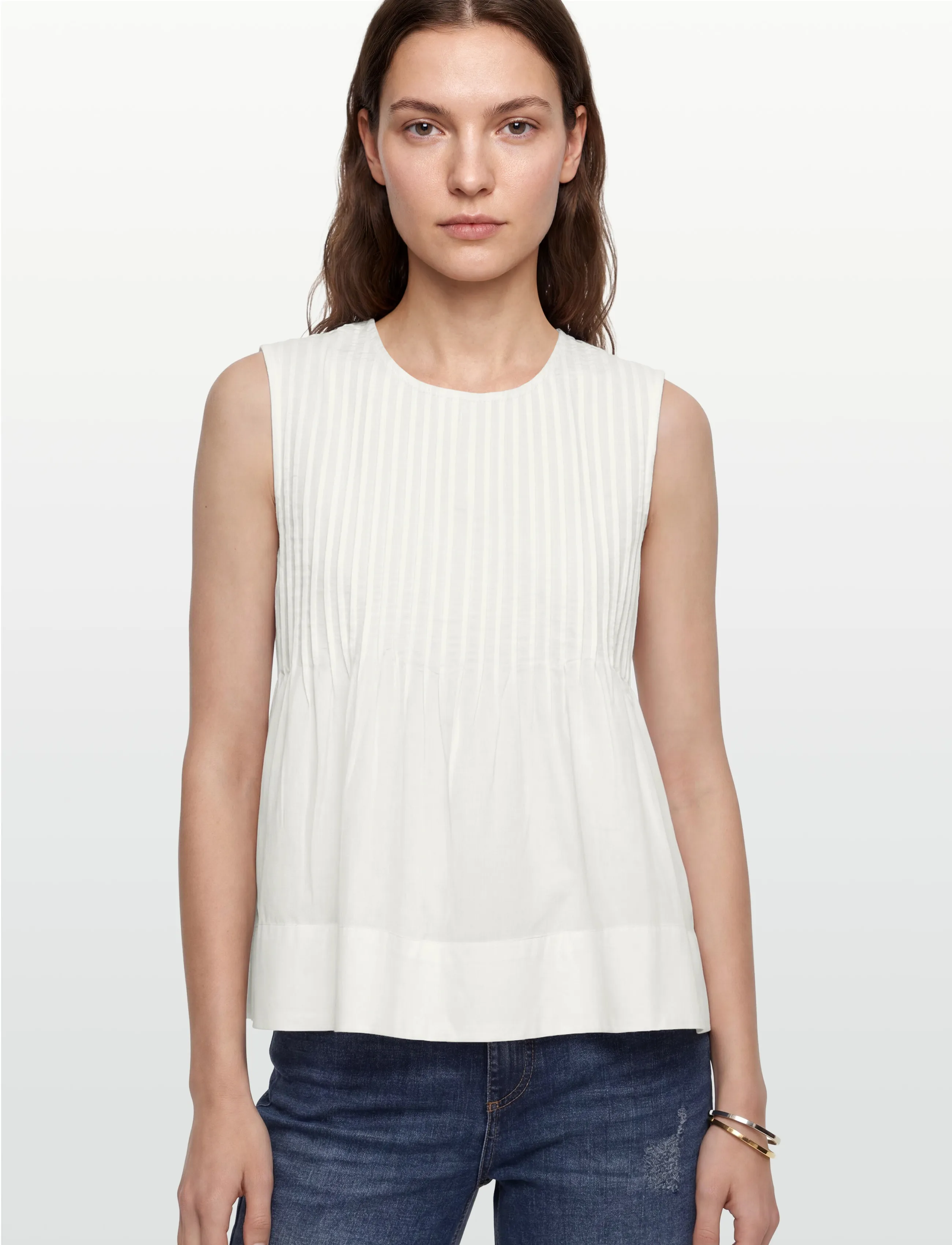 Object - OBJMANAR S/L PLEATED TOP E SS FAIR 26 - bluzki bez rękawów - cloud dancer - 3
