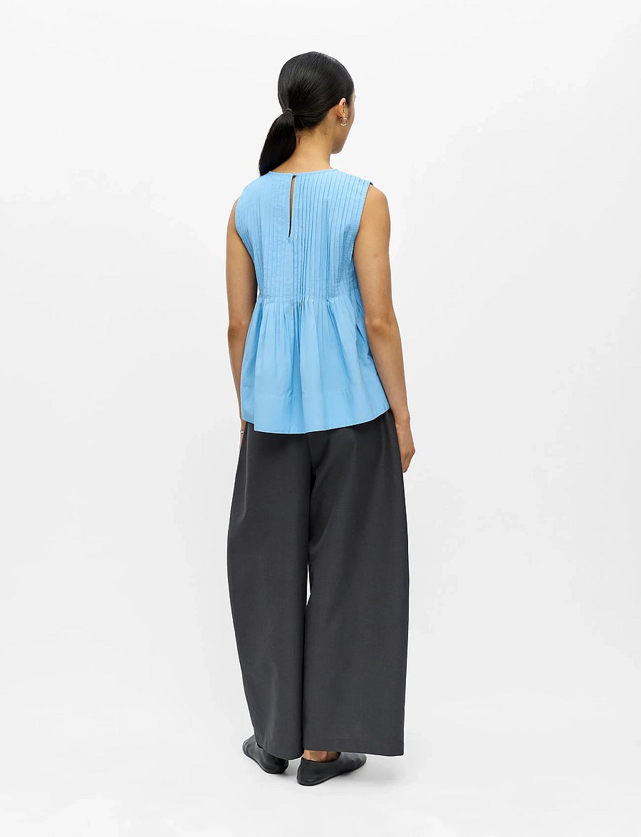 Object - OBJMANAR S/L PLEATED TOP E SS FAIR 26 - sleeveless blouses - little boy blue - 2
