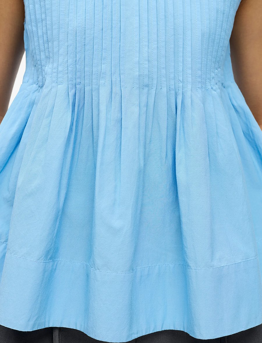 Object - OBJMANAR S/L PLEATED TOP E SS FAIR 26 - sleeveless blouses - little boy blue - 3