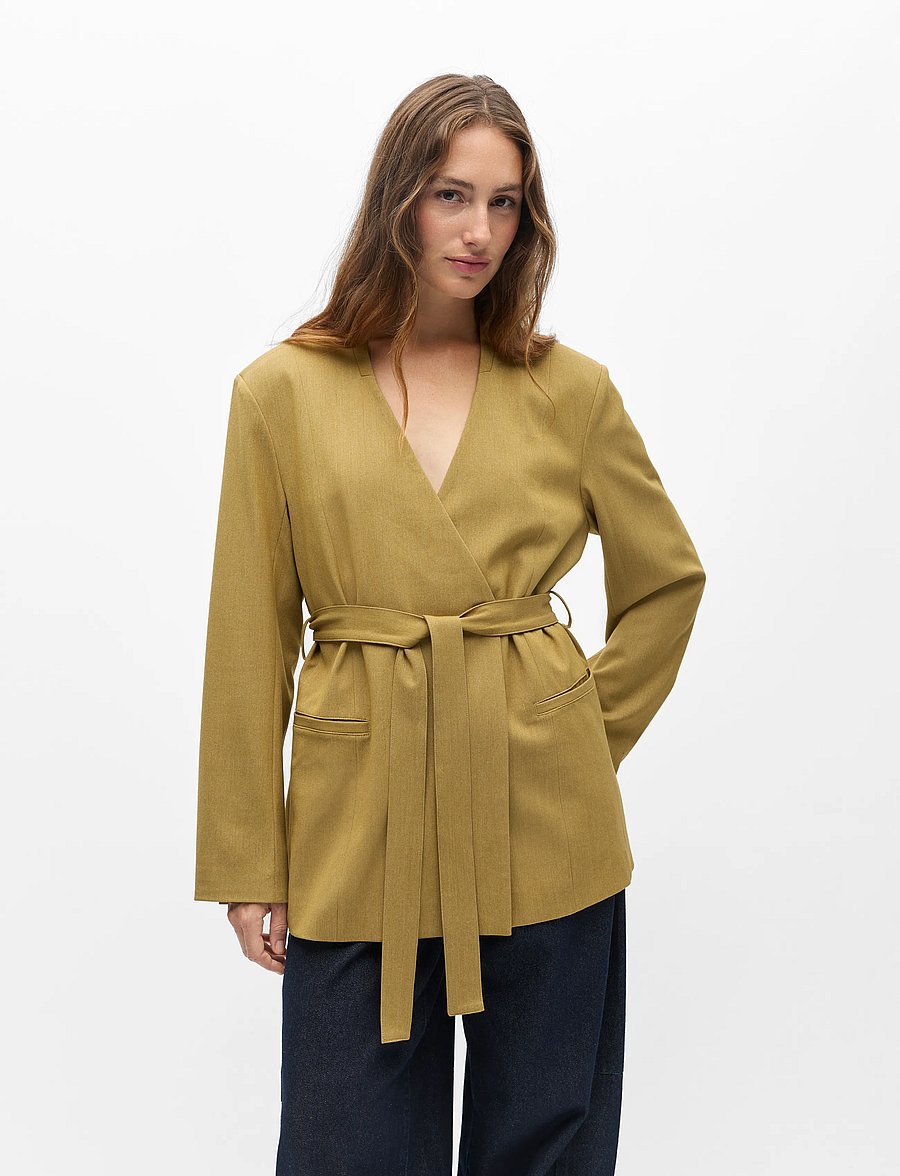 Object - OBJLISA LO L/S BELT BLAZER 146 ND - kavajer med skärp - fennel seed - 0