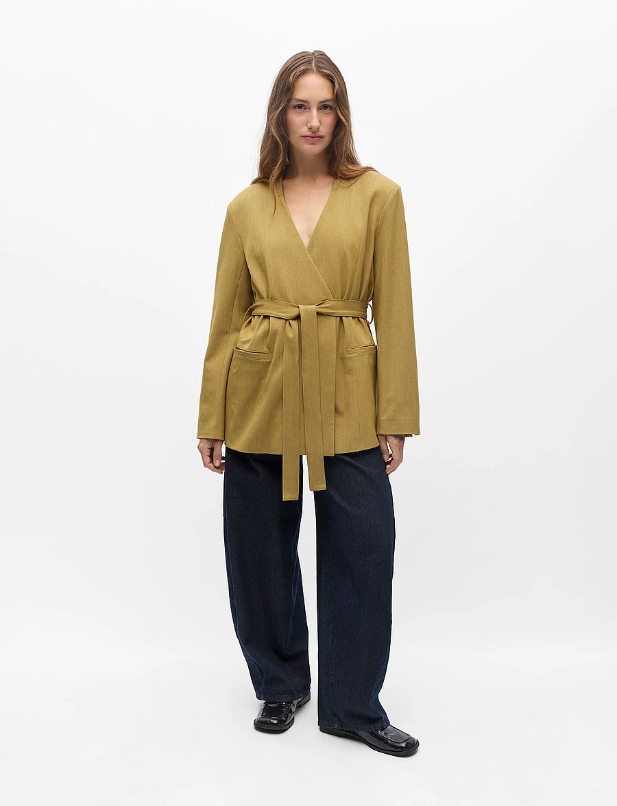 Object - OBJLISA LO L/S BELT BLAZER 146 ND - kavajer med skärp - fennel seed - 4