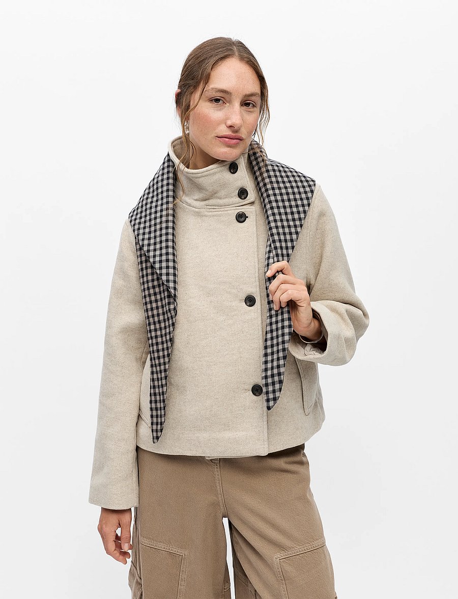 Object - OBJOLIVIA PADDED CHECKED SCARF 146 - opal gray - 0