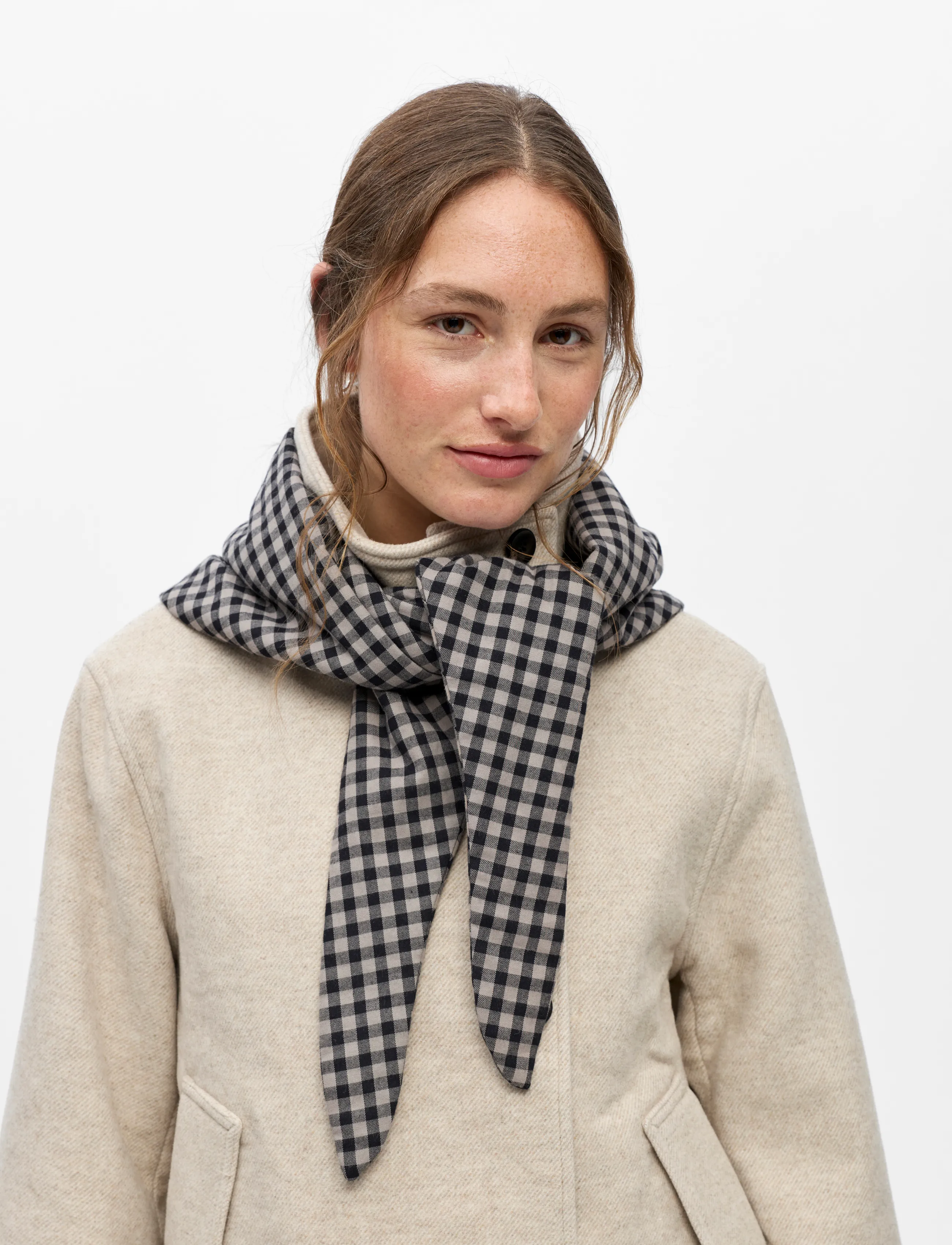 Object - OBJOLIVIA PADDED CHECKED SCARF 146 - opal gray - 3