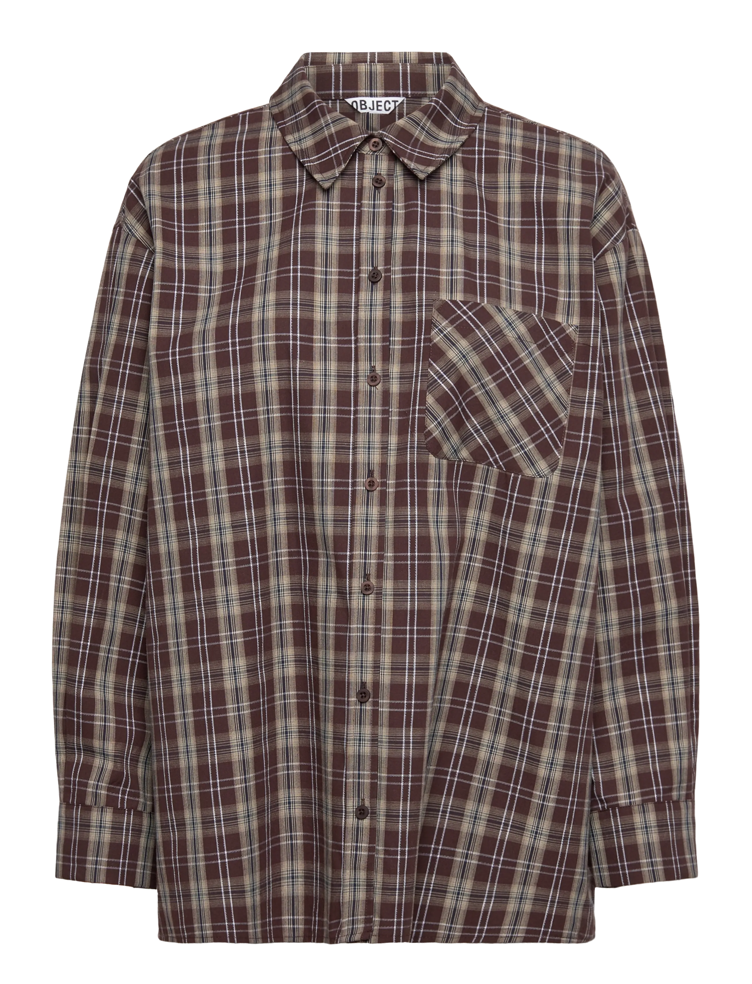 Object OBJKEKY L/S LOOSE SHIRT E DIV - Pluusid ja särgid - SEAL BROWN / brown