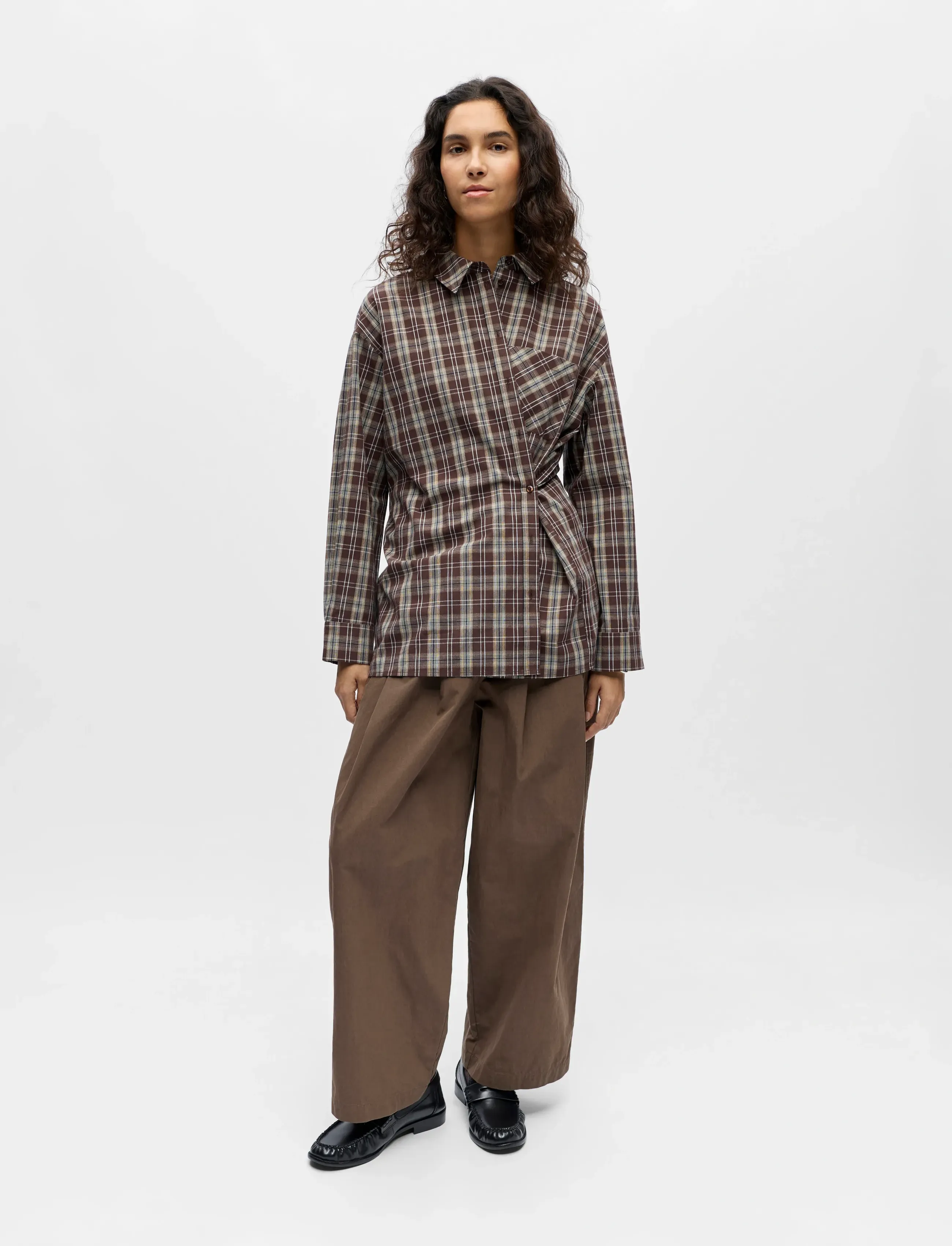 Object - OBJKEKY L/S LOOSE SHIRT E DIV - langærmede skjorter - seal brown - 5