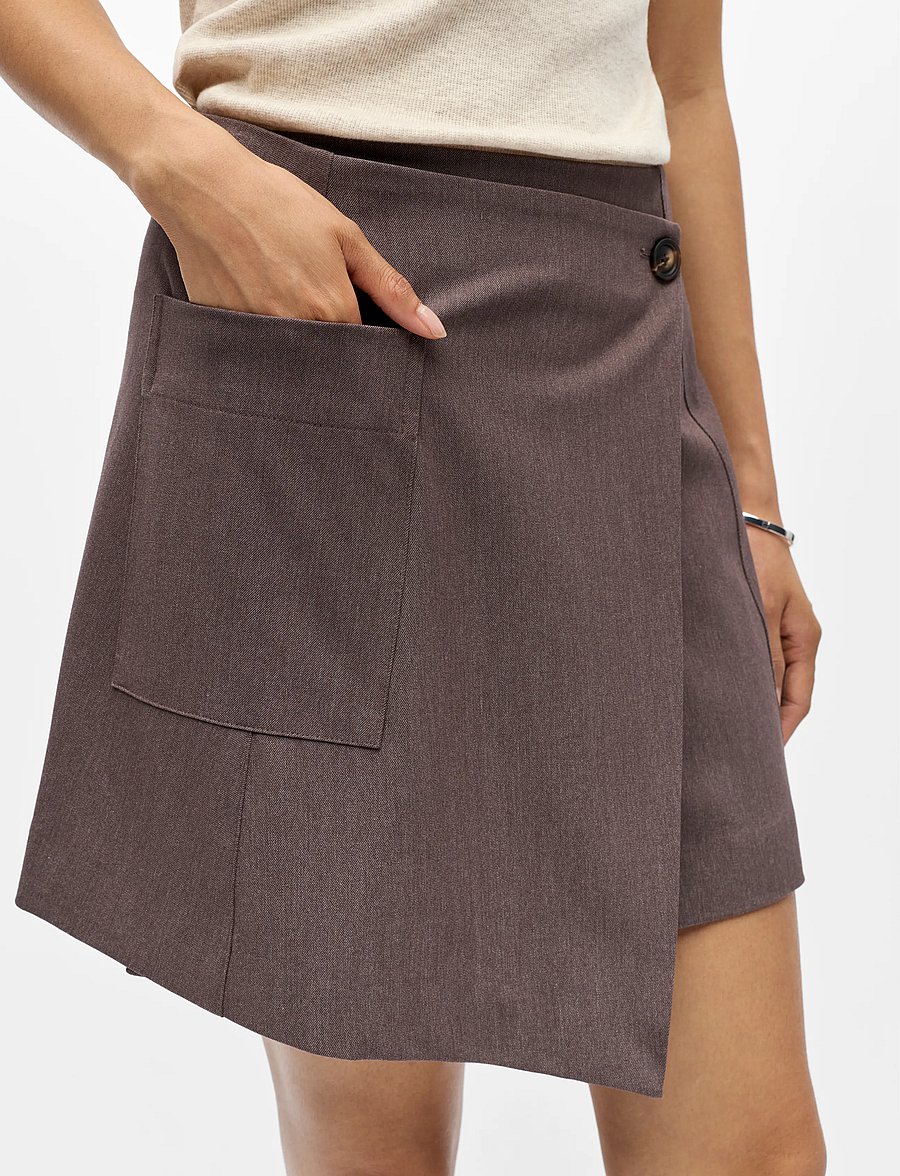 Object - OBJLISA RE WRAP SKIRT NOOS - hõlmikseelikud - seal brown - 4