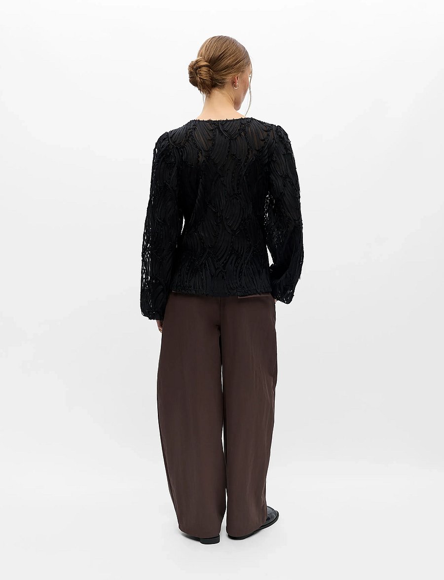 Object - OBJLUCIE LUKA L/S RE V-NECK TOP 147 - long sleeved blouses - black - 2