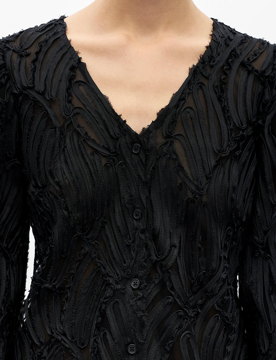 Object - OBJLUCIE LUKA L/S RE V-NECK TOP 147 - long sleeved blouses - black - 4