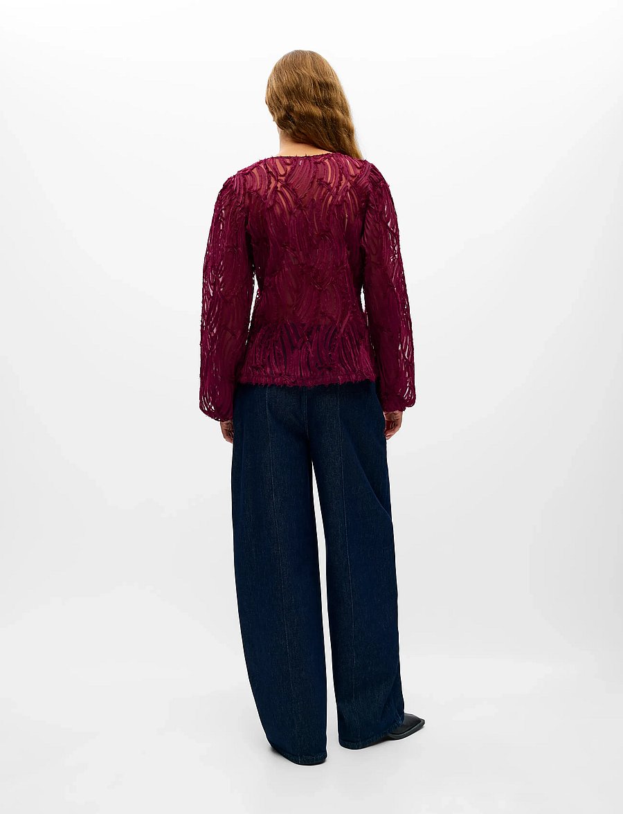 Object - OBJLUCIE LUKA L/S RE V-NECK TOP 147 - windsor wine - 2