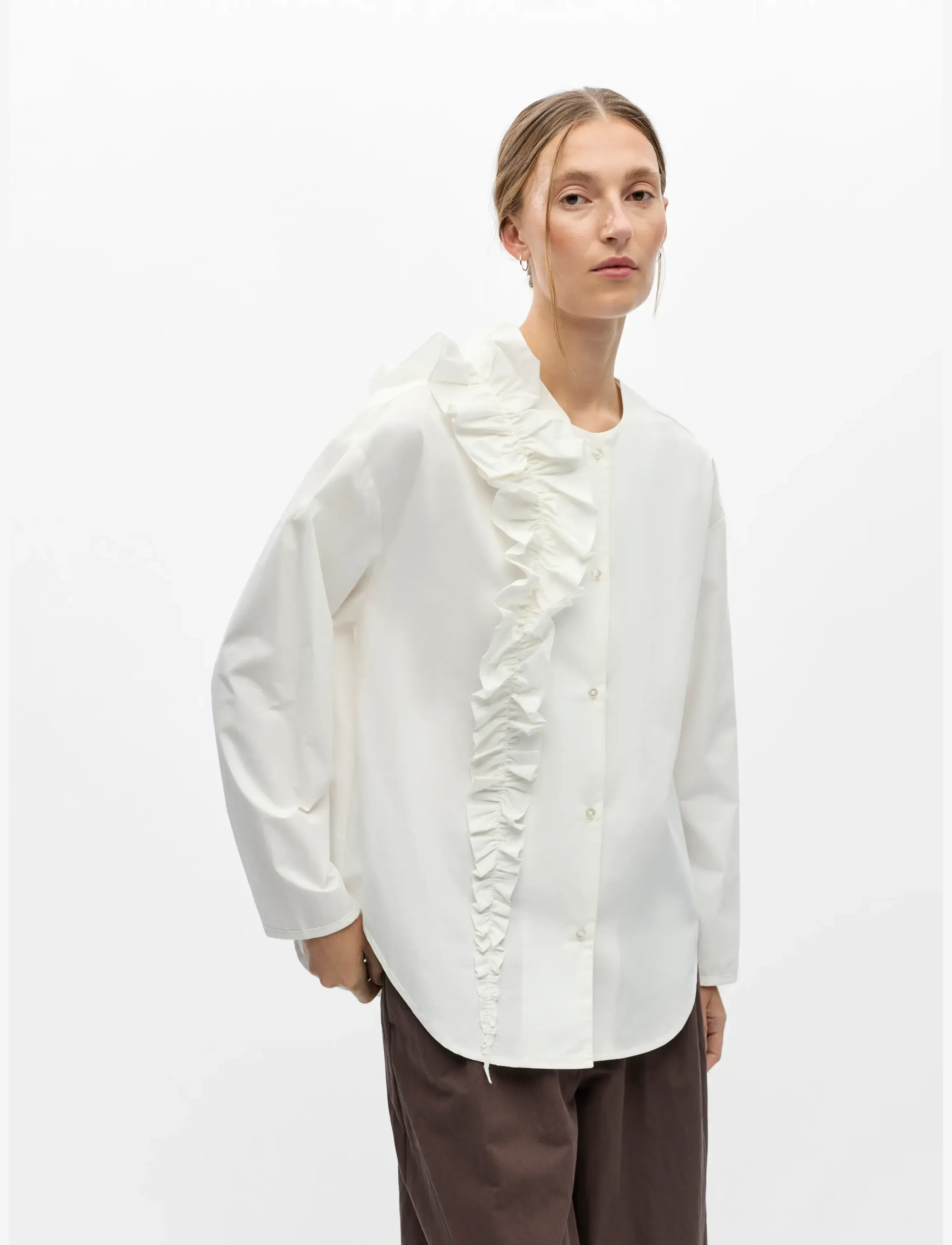 Object OBJMUNI L/S RE SHIRT 147 - Bluser & Skjorter - CLOUD DANCER / cream