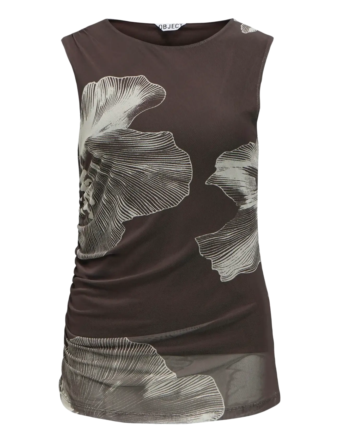 Object OBJSHIRA S/L RE MESH TOP E SS FAIR 26 - T-shirts & Toppe - SEAL BROWN / brown